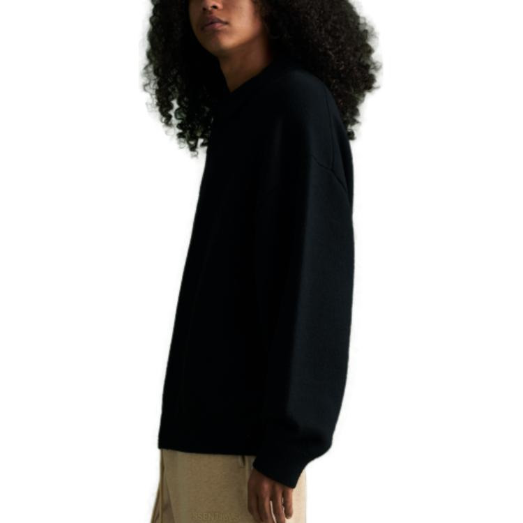 Fear of God Essentials FW23 Knit Polo Shirt 'Jet Black' 192BT232180F - 7