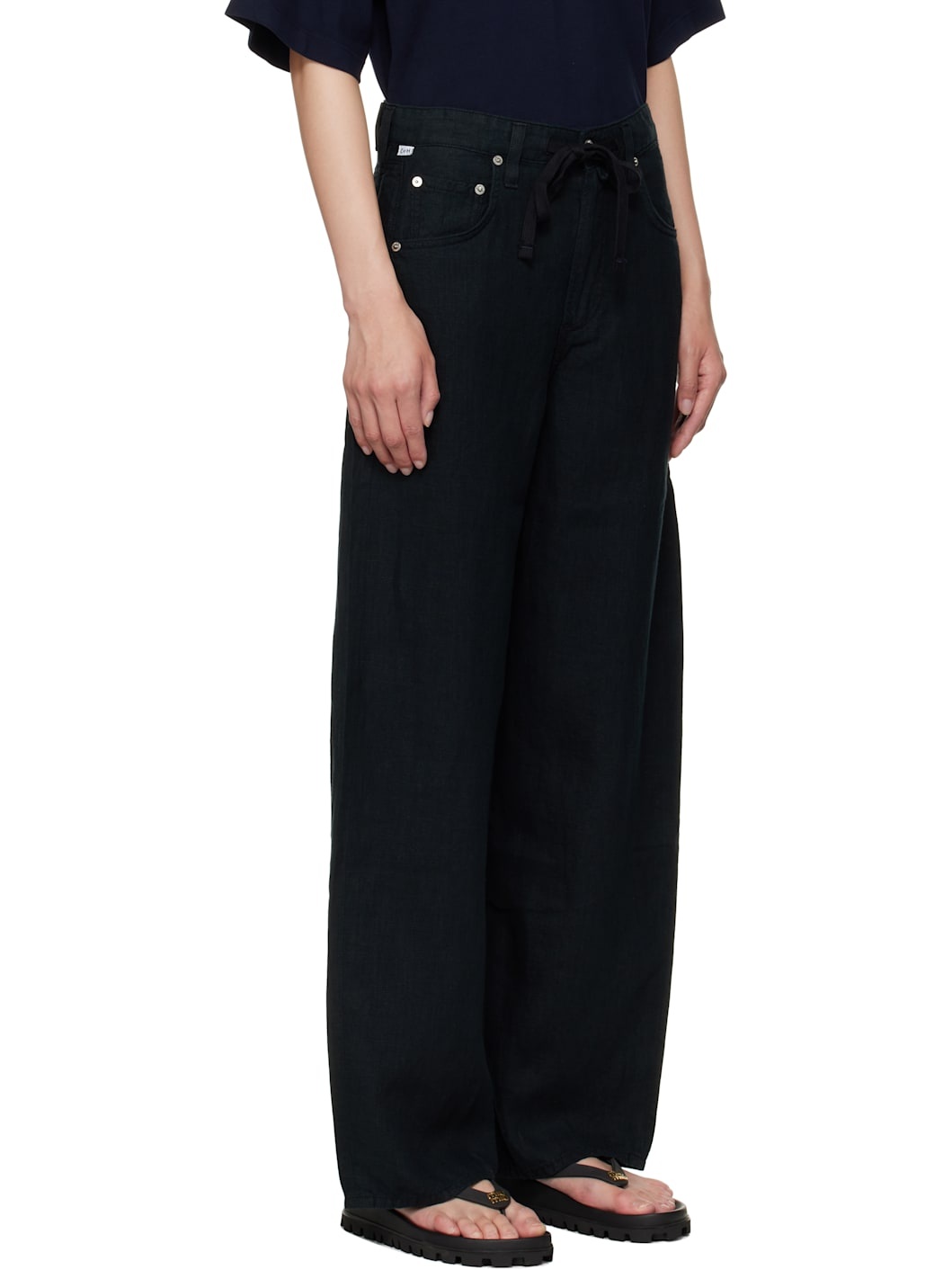 Black Brynn Linen Trousers - 2