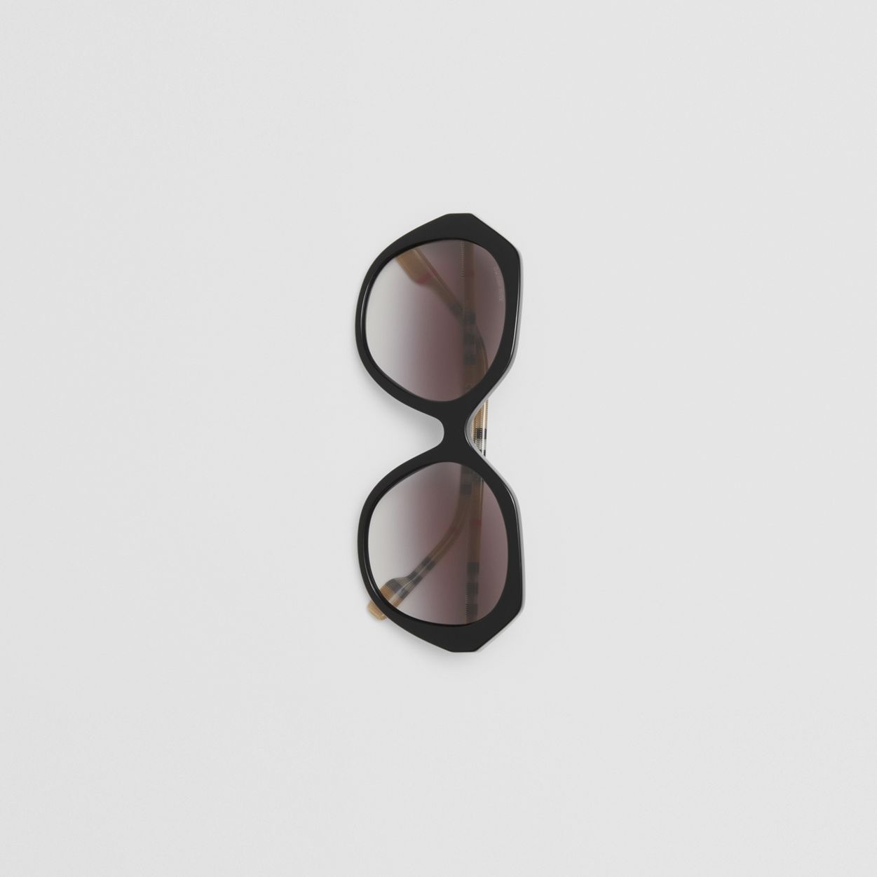 Oversized Check Detail Geometric Frame Sunglasses - 4
