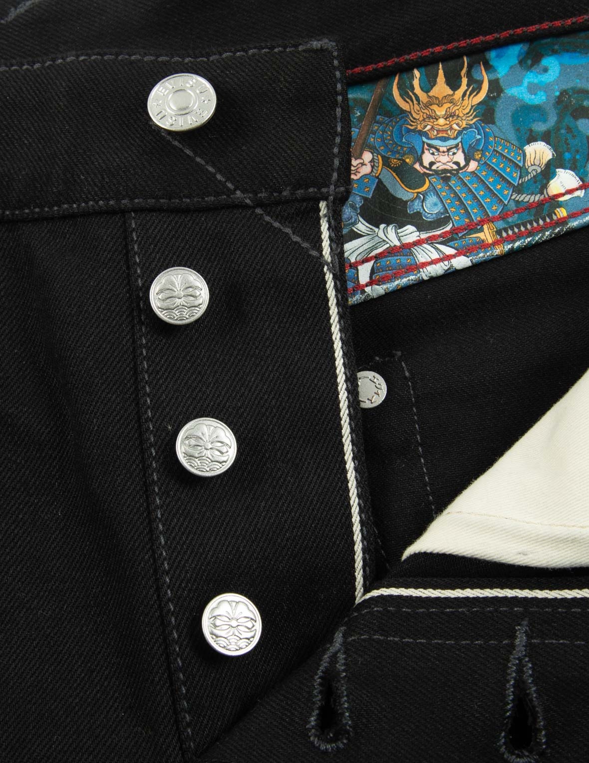 SAMURAI AND SEAGULL EMBROIDERY DENIM SHORTS - 7
