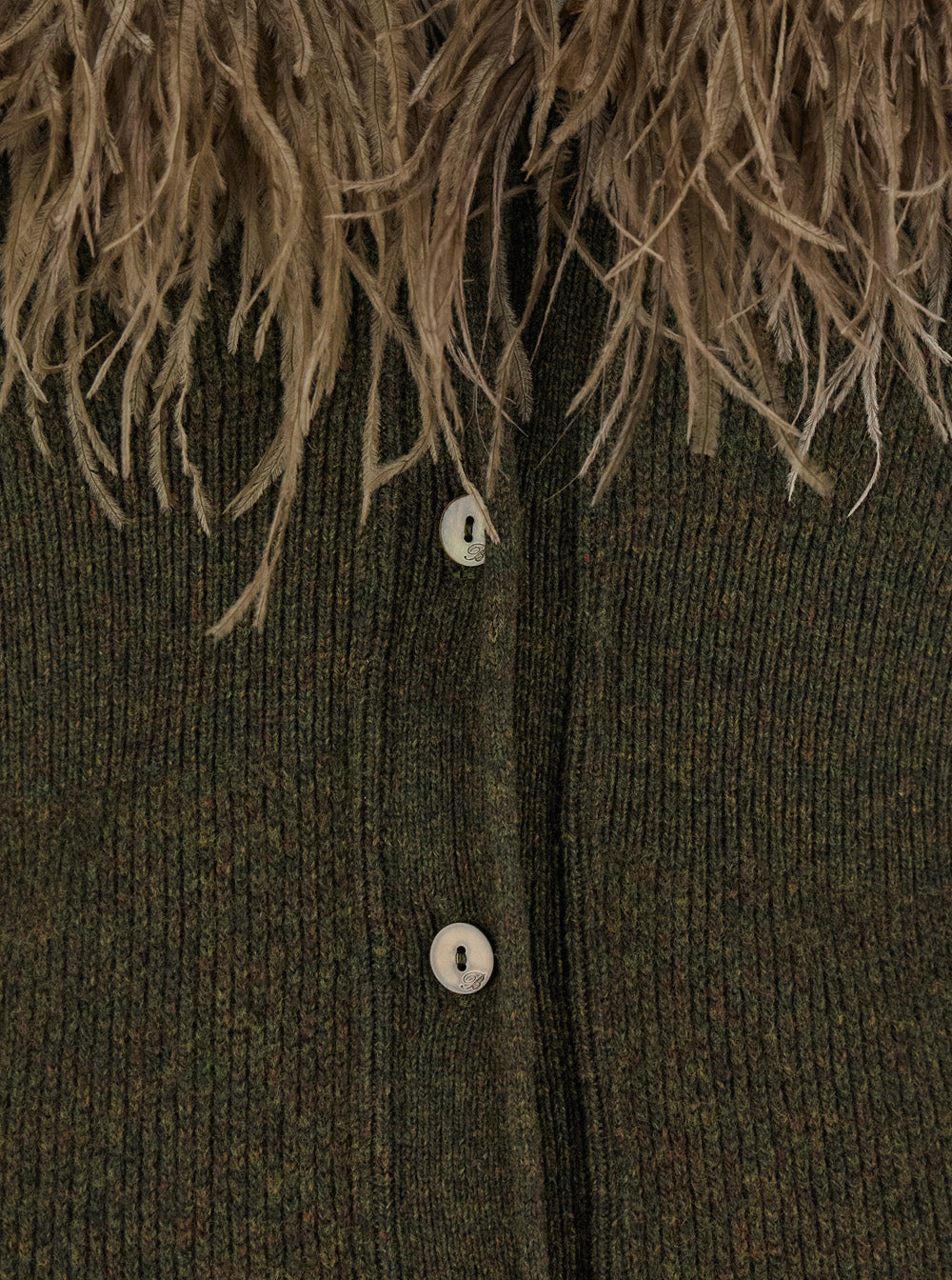Blumarine Women Green Cardigan With Removable Feather Collar In Wool Woman - 3