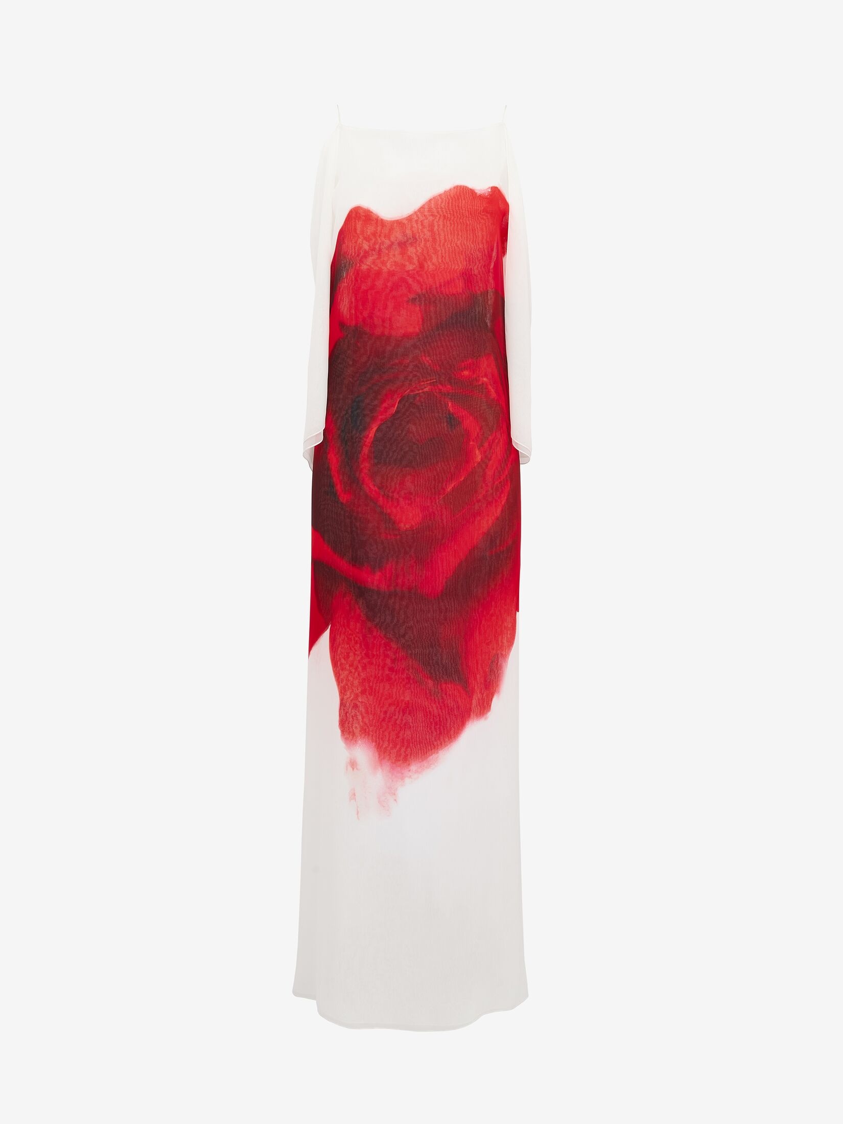 Women's Chiffon Bleeding Rose Slip Dress in Optic White - 1