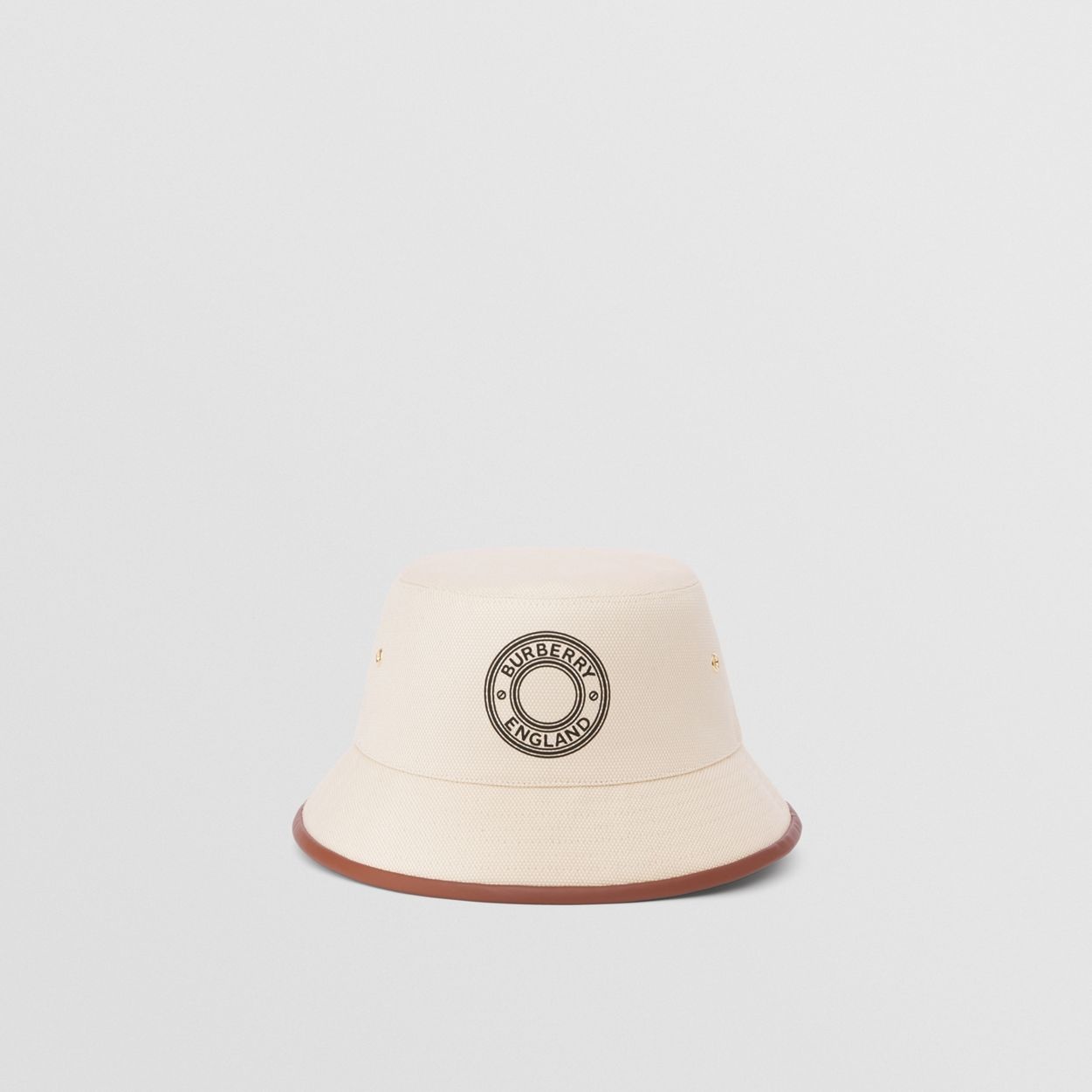 Leather Trim Logo Graphic Cotton Bucket Hat - 10