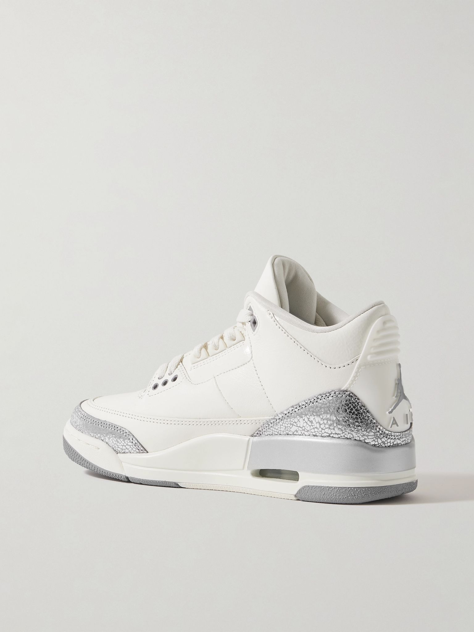 Air Jordan 3 Retro rubber-trimmed metallic leather sneakers White - 3
