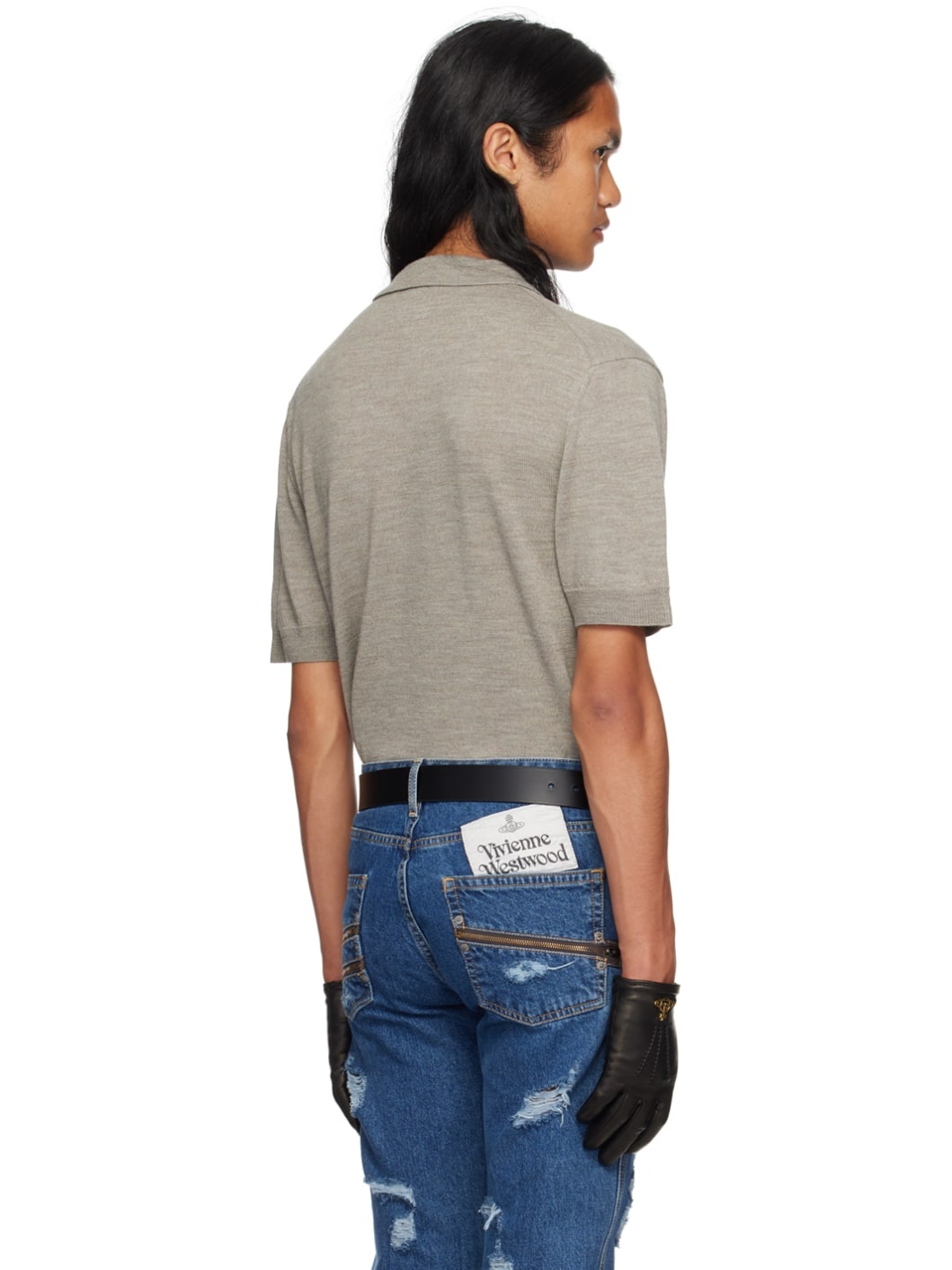 Gray Embroidered Polo - 3