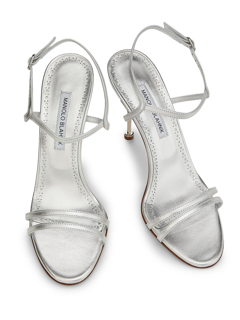 Women's Ciaga 105MM Sculptural-Heel Leather Sandals - Sliver 4