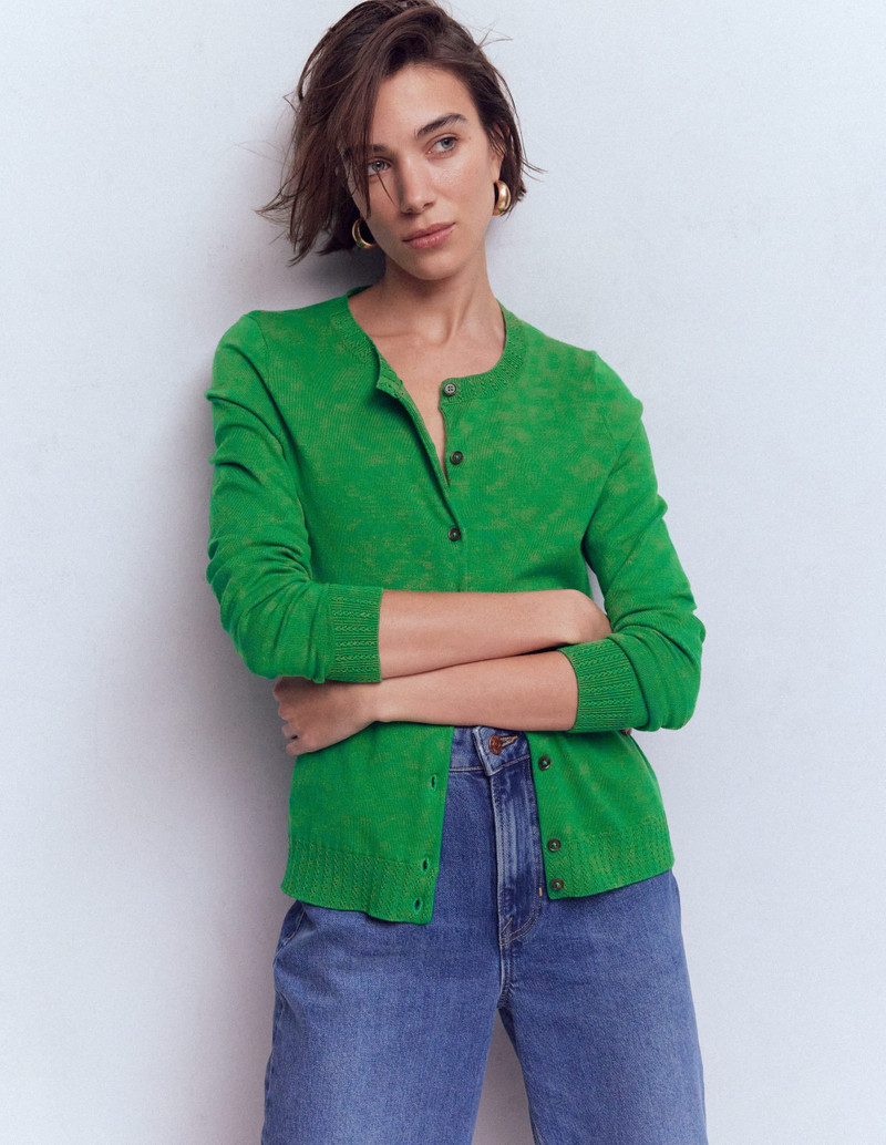 Emilia Cotton Crew Cardigan-Rich Emerald 5