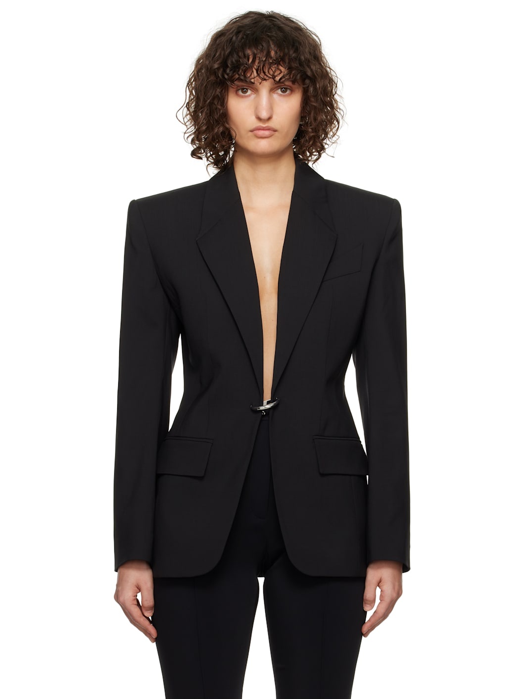 Black Pierced Tailored Blazer - 1