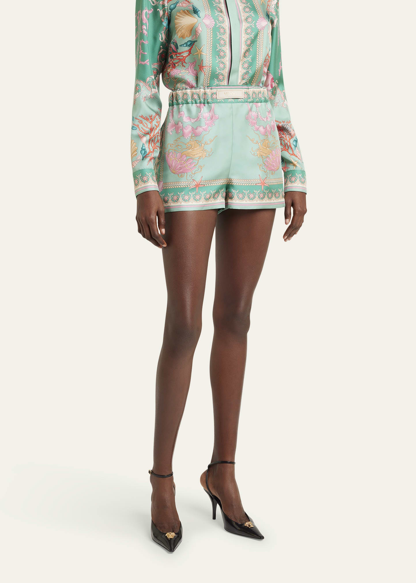 Underwater Barocco Foulard Silk Twill Shorts - 4