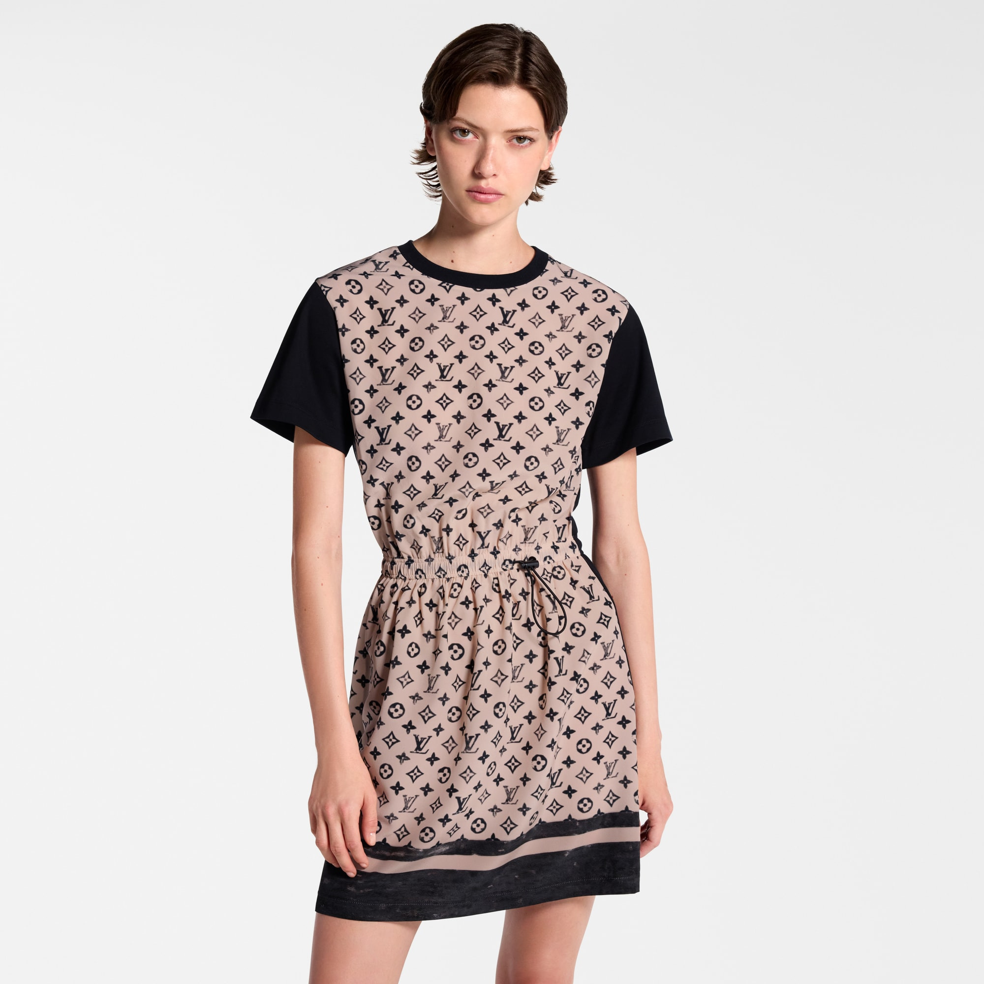 Monogram Front Drawstring Dress - 4