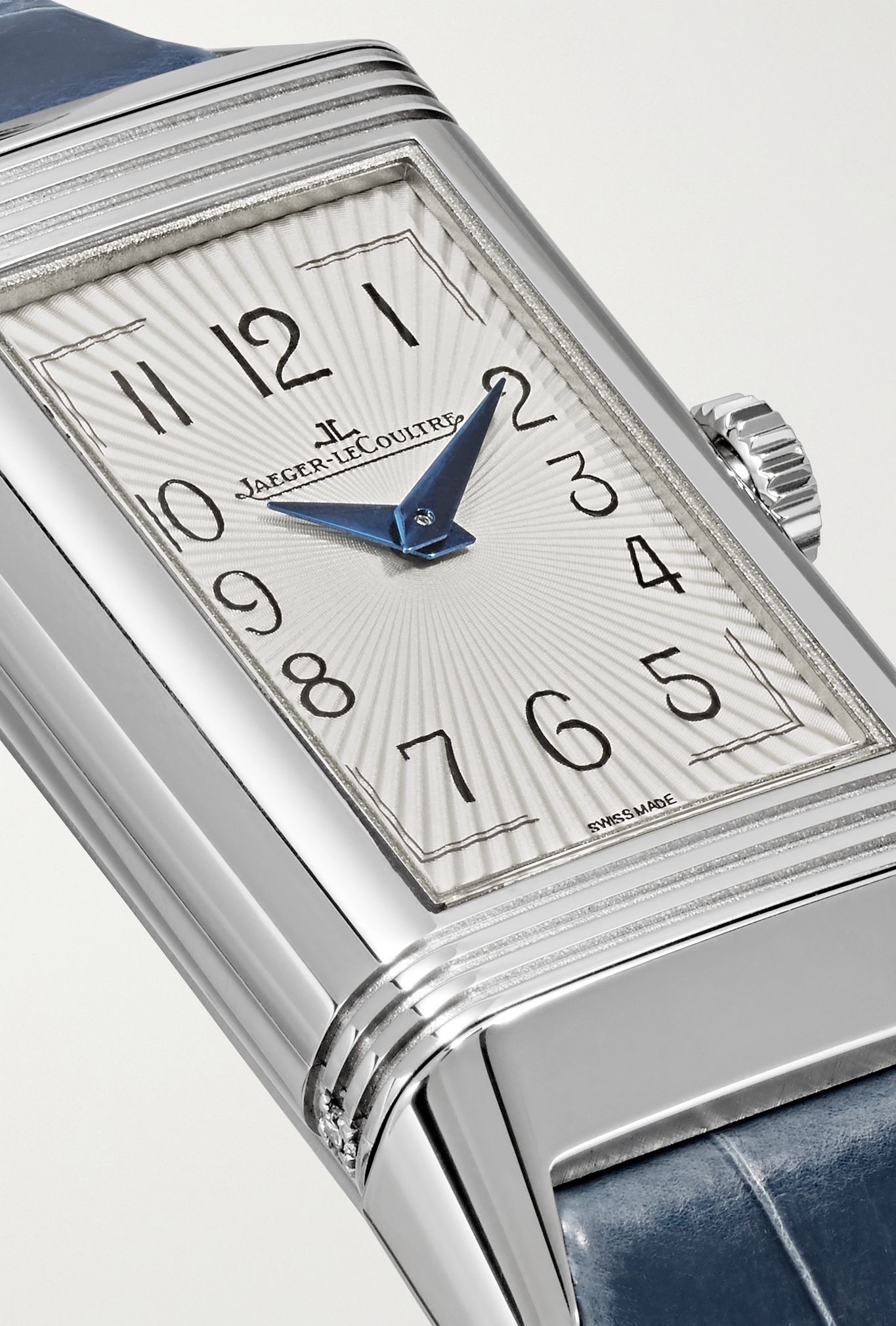 Reverso One Duetto Moon Hand-Wound Moon-Phase 20mm stainless steel, alligator and diamond watch - 5