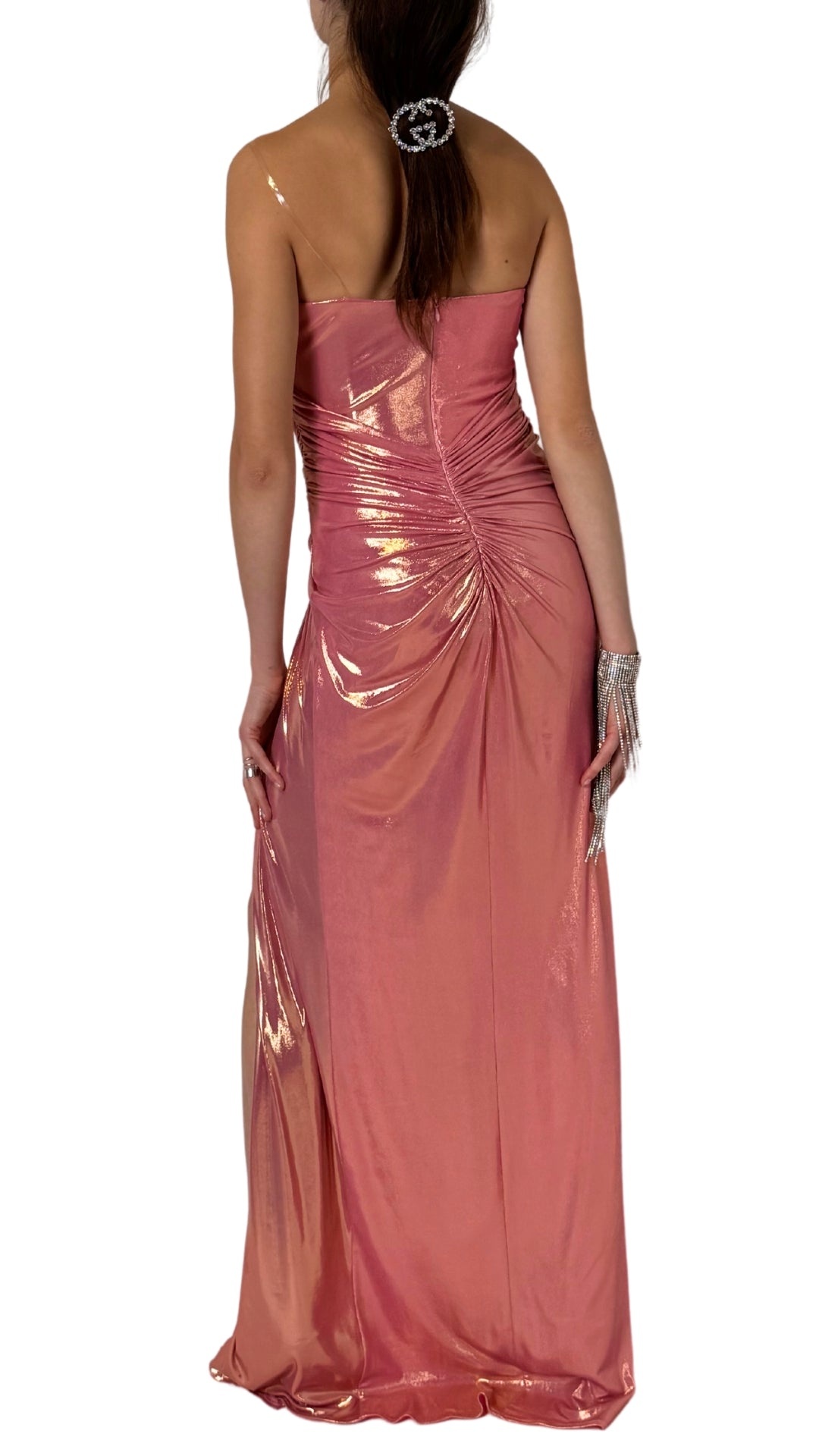 Cult Moda - Pink Metallic Cocktail Prom Dress - 5