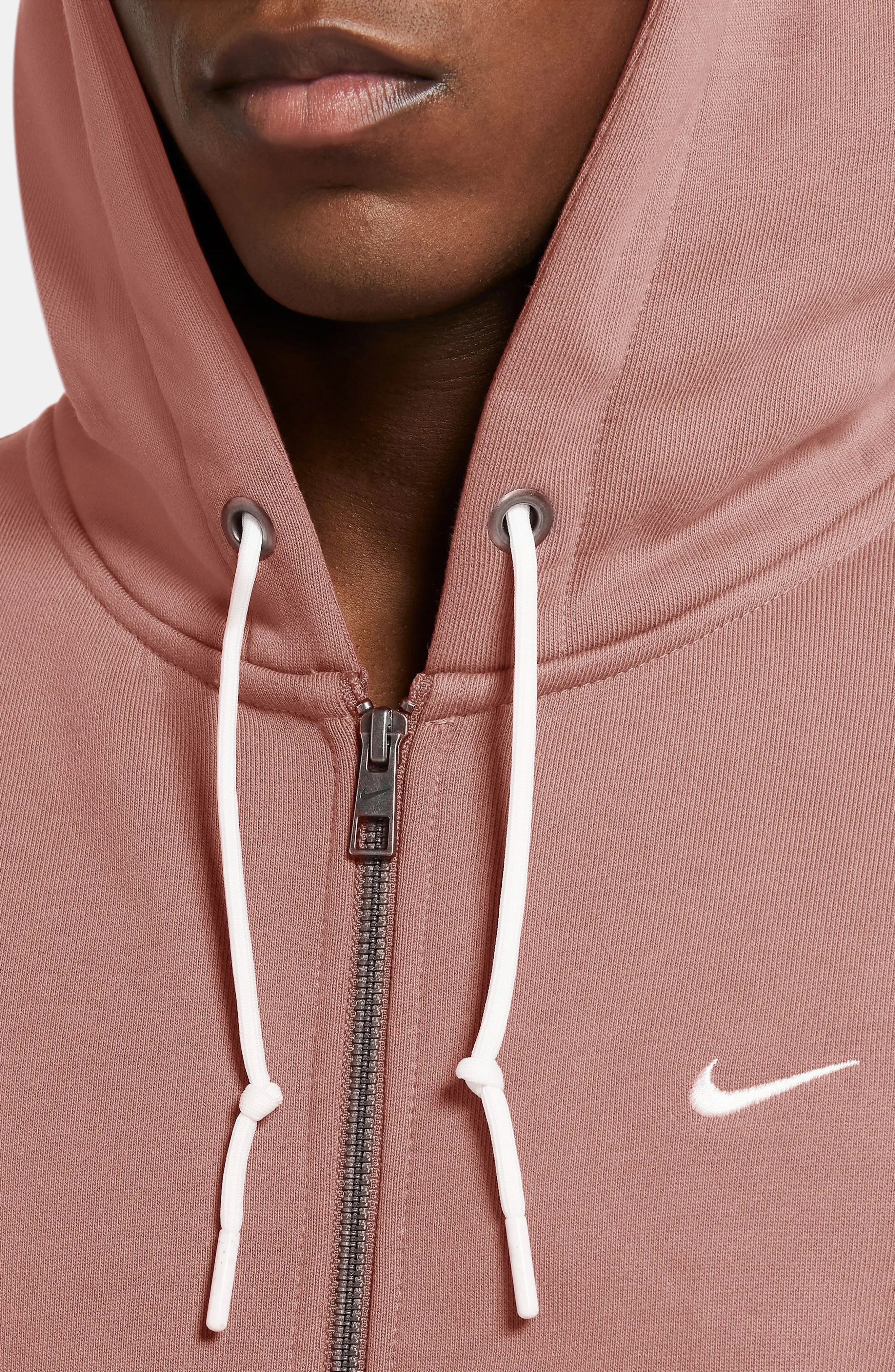 Solo Swoosh Zip Hoodie in Red Stardust/White - 3