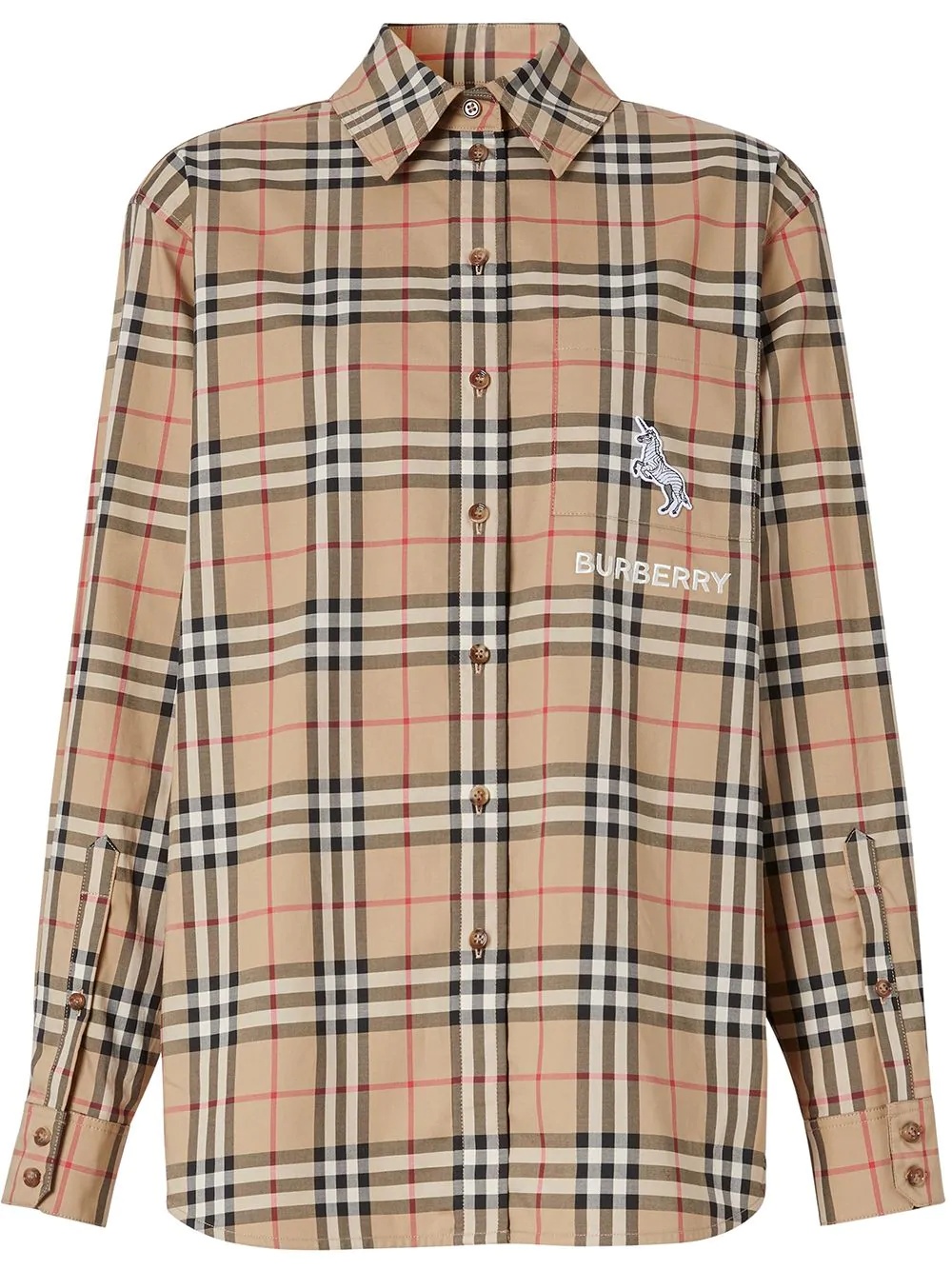 vintage check zebra patch shirt - 1