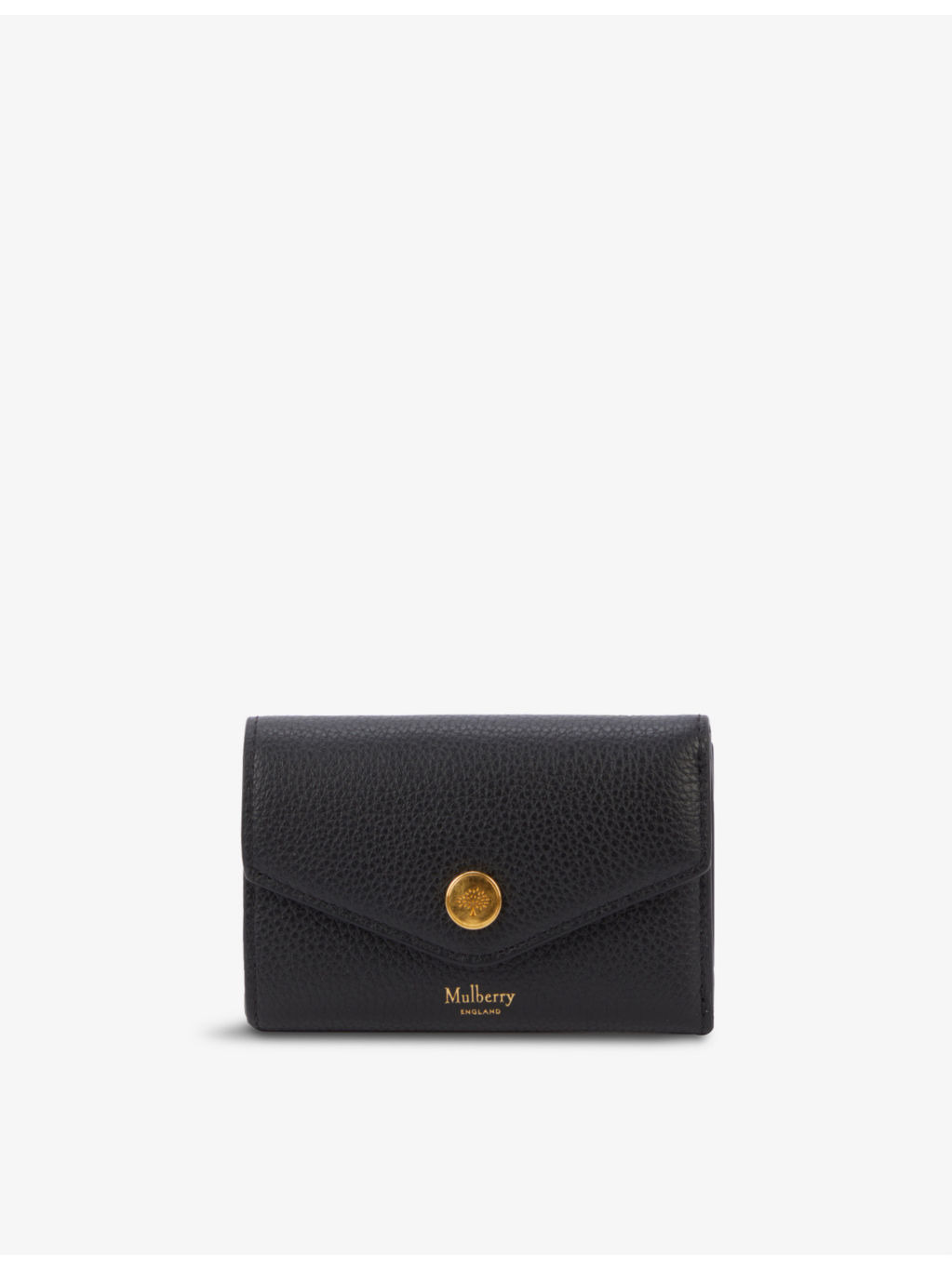 Plaque-embellished grained leather folded wallet - 1