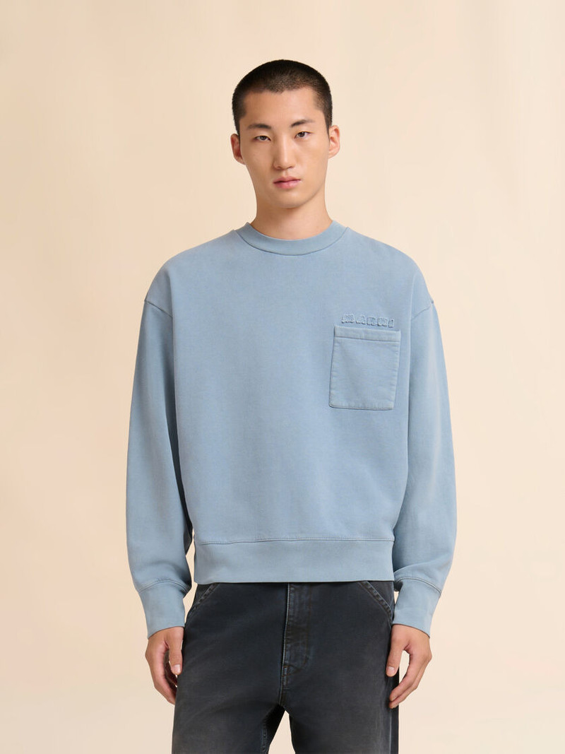 Marni BLUE COTTON SWEATSHIRT WITH MARNI PATCHES outlook