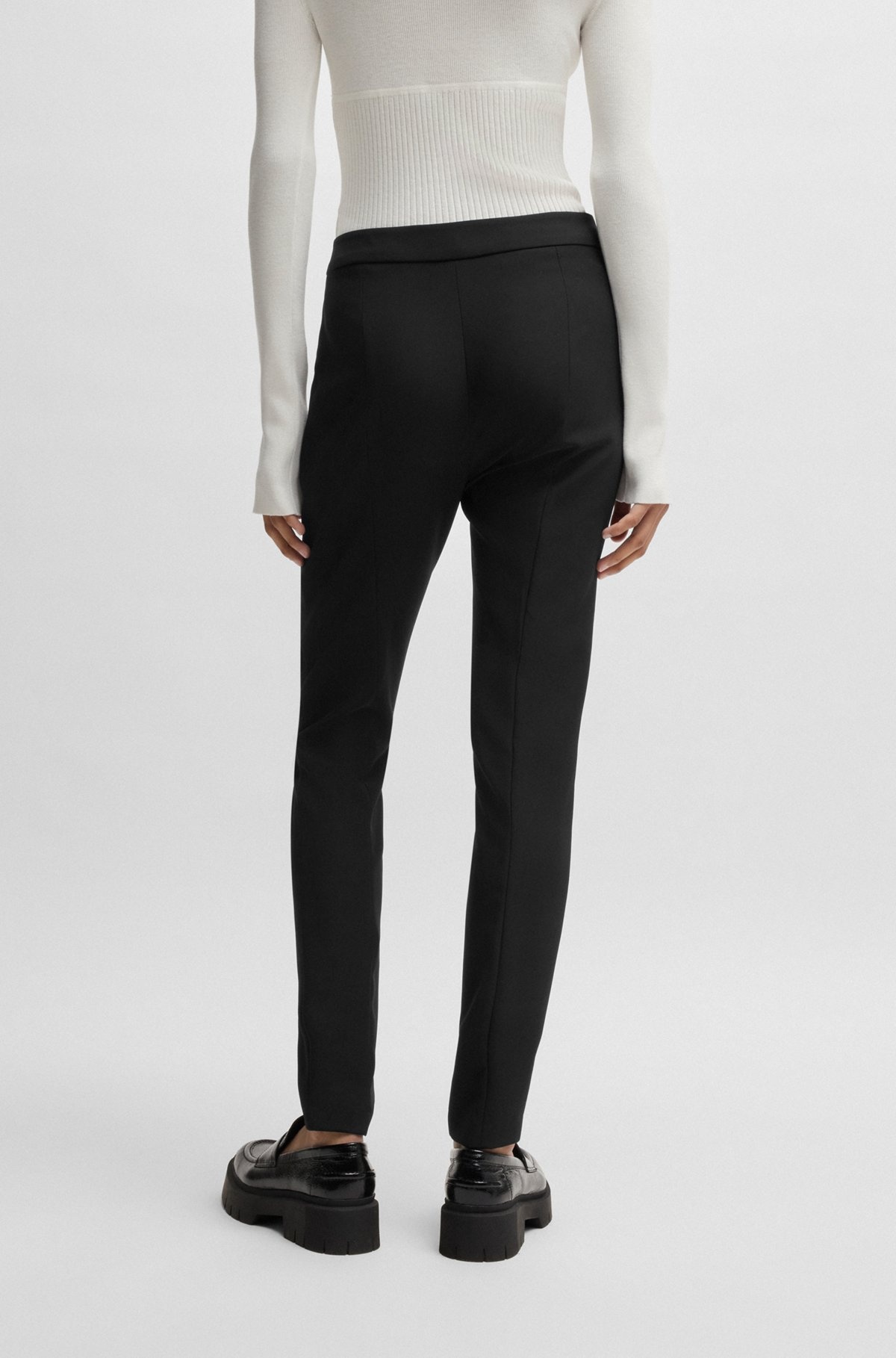 SLIM-FIT TROUSERS IN STRETCH FABRIC WITH LOGO RIVET - 4