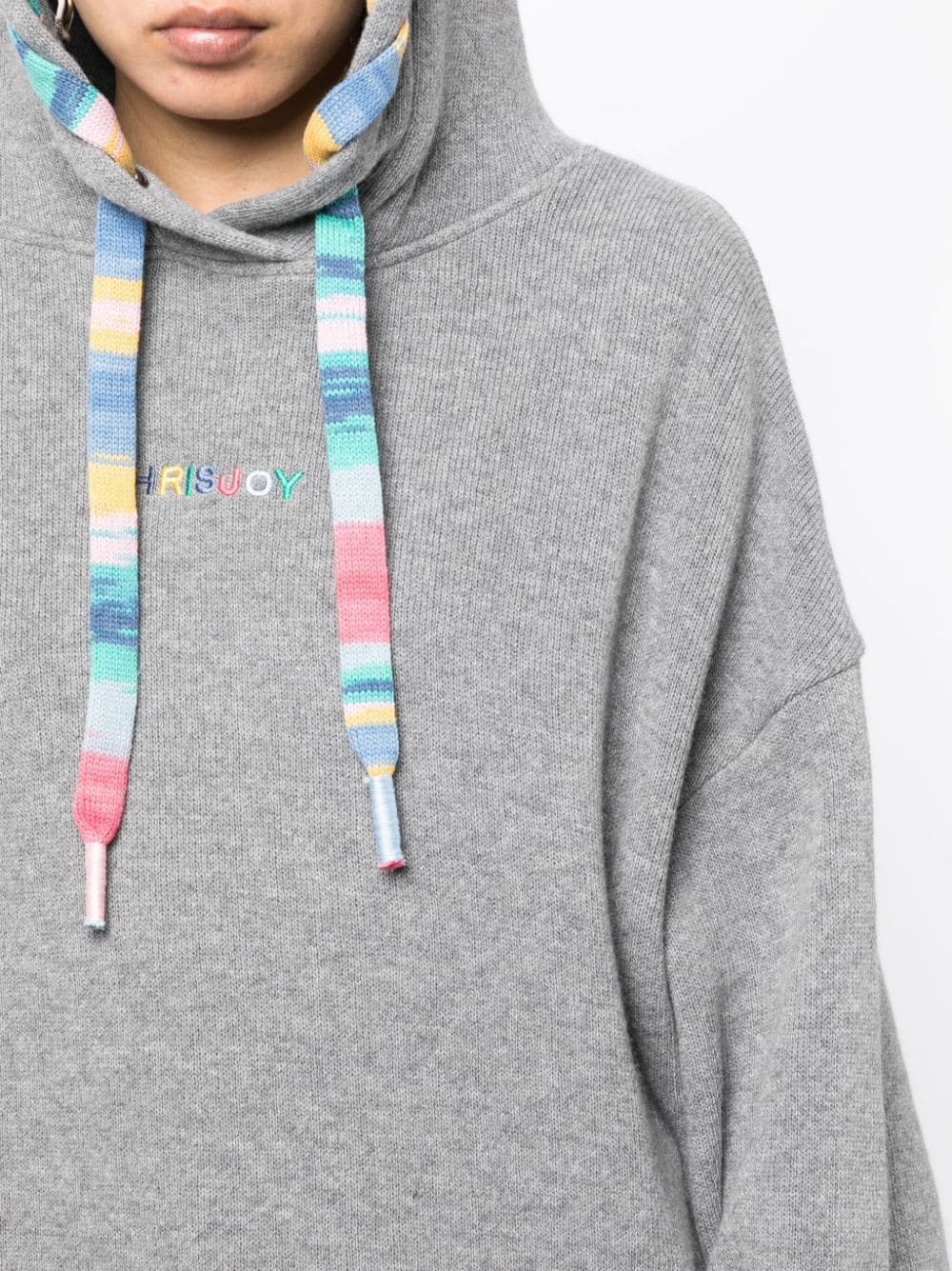 logo-embroidered knitted hoodie - 5