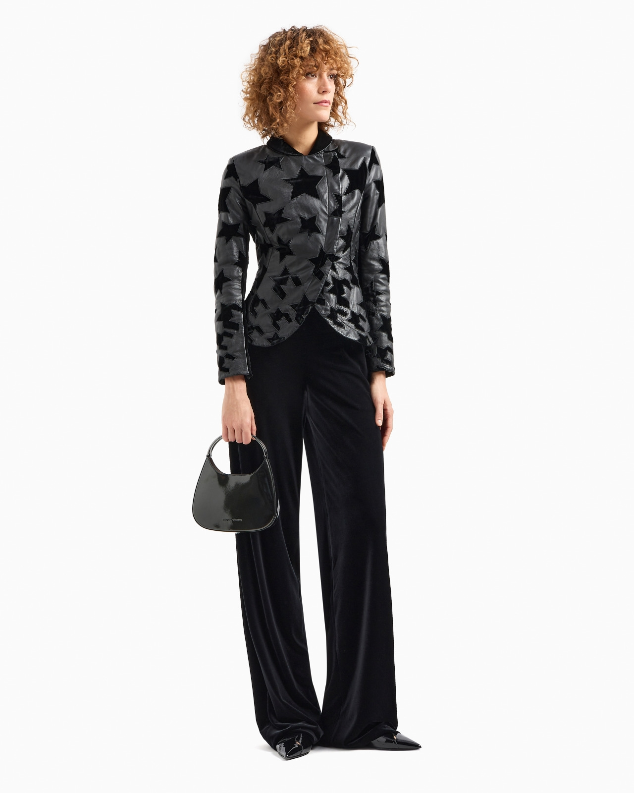 Moon Capsule collection calfskin nappa leather jacket with velvet embroidery - 4