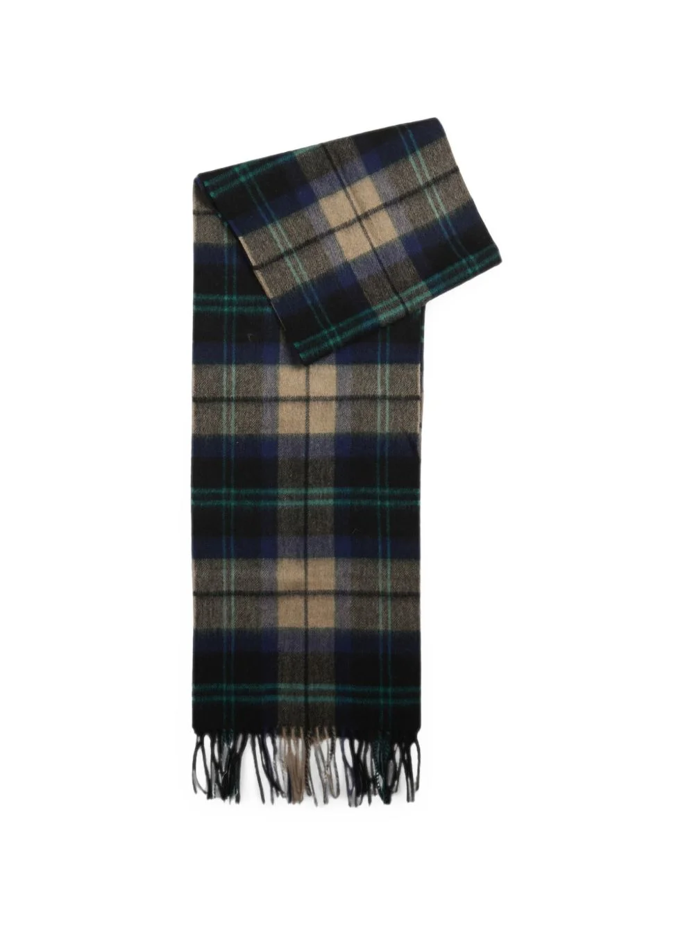 tartan-check fringed scarf - 1