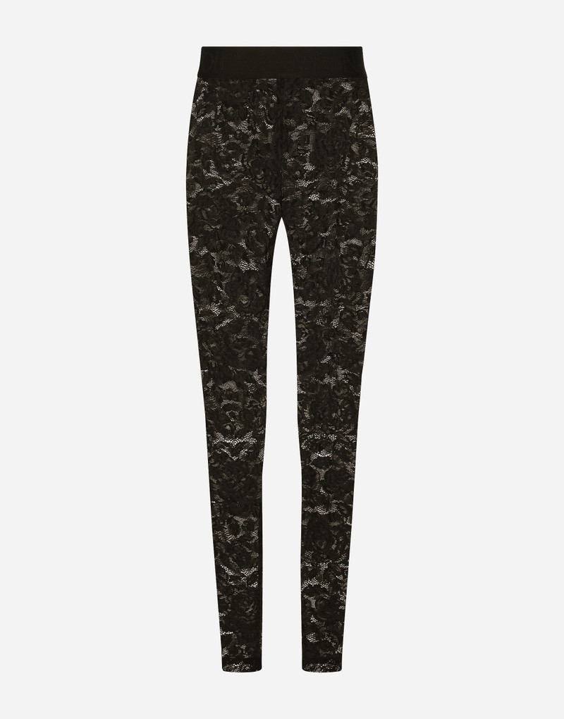 Floral lace-stitch leggings 1