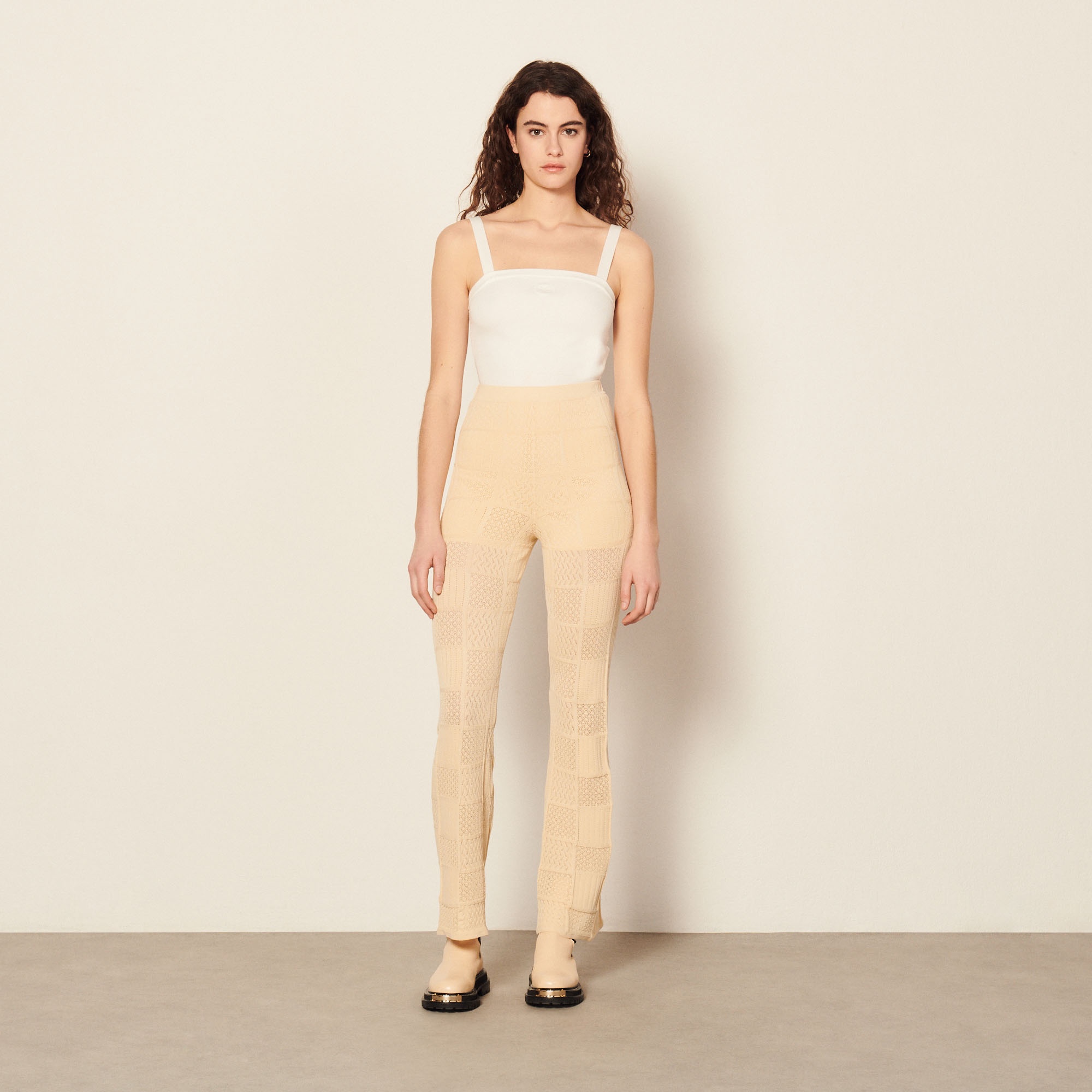 Pointelle knit trousers - 7