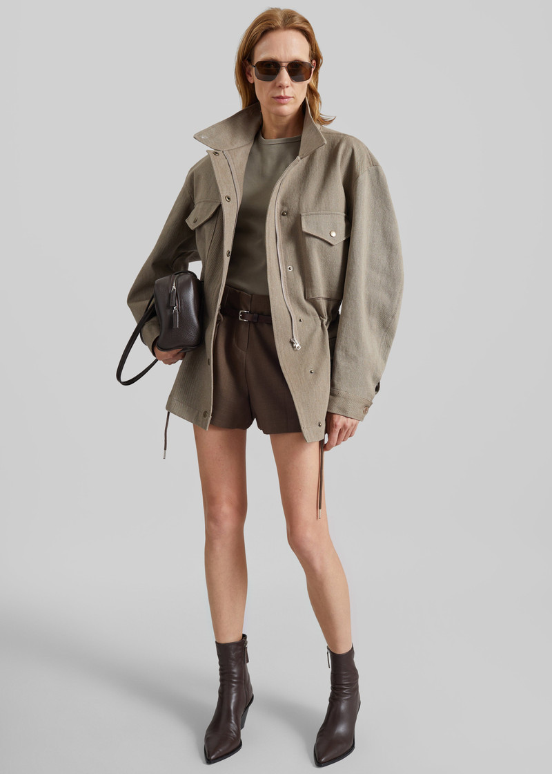 Danto Drawstring Utility Jacket - Light Brown 4