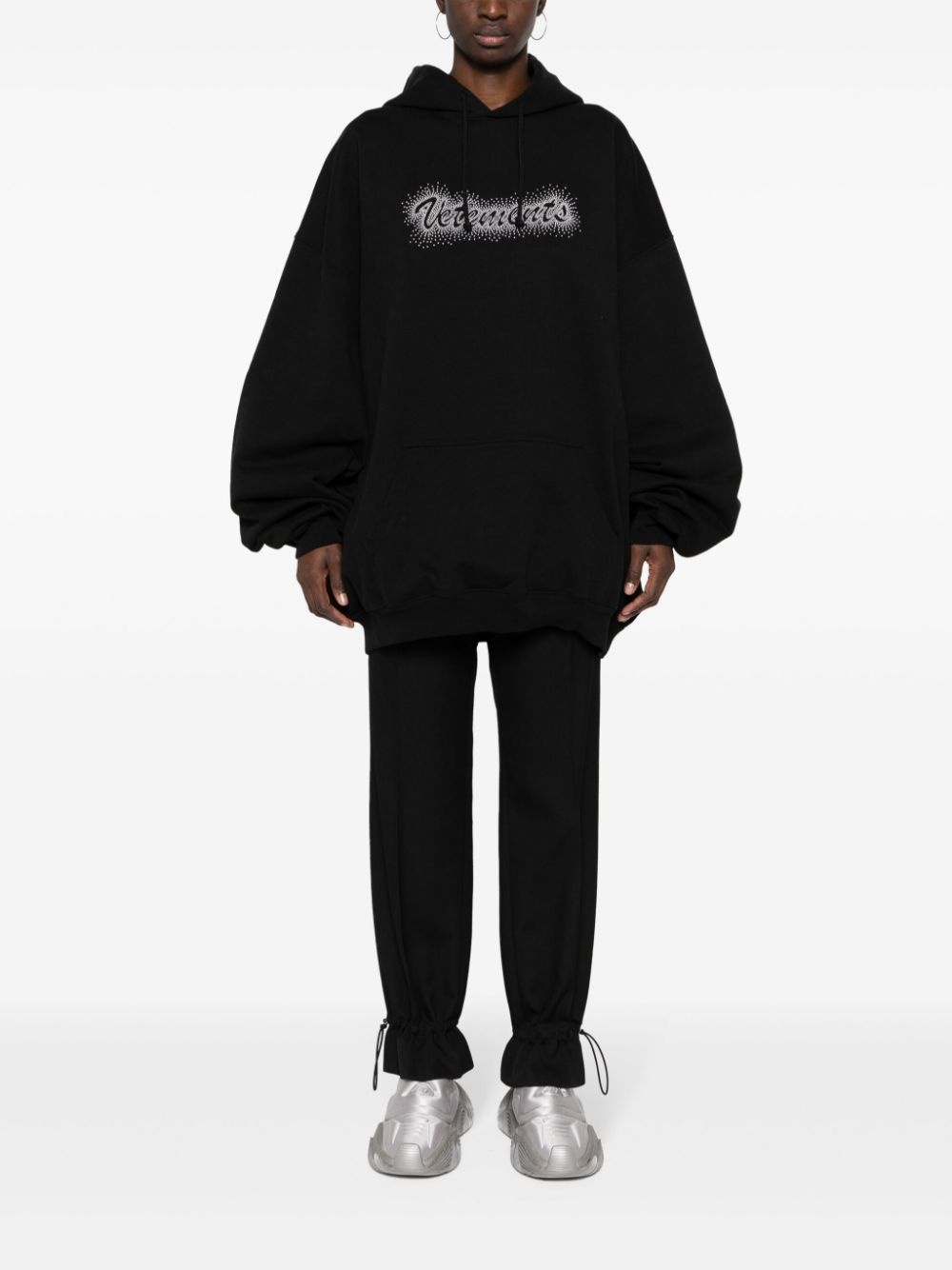 studded-logo cotton-blend hoodie - 3