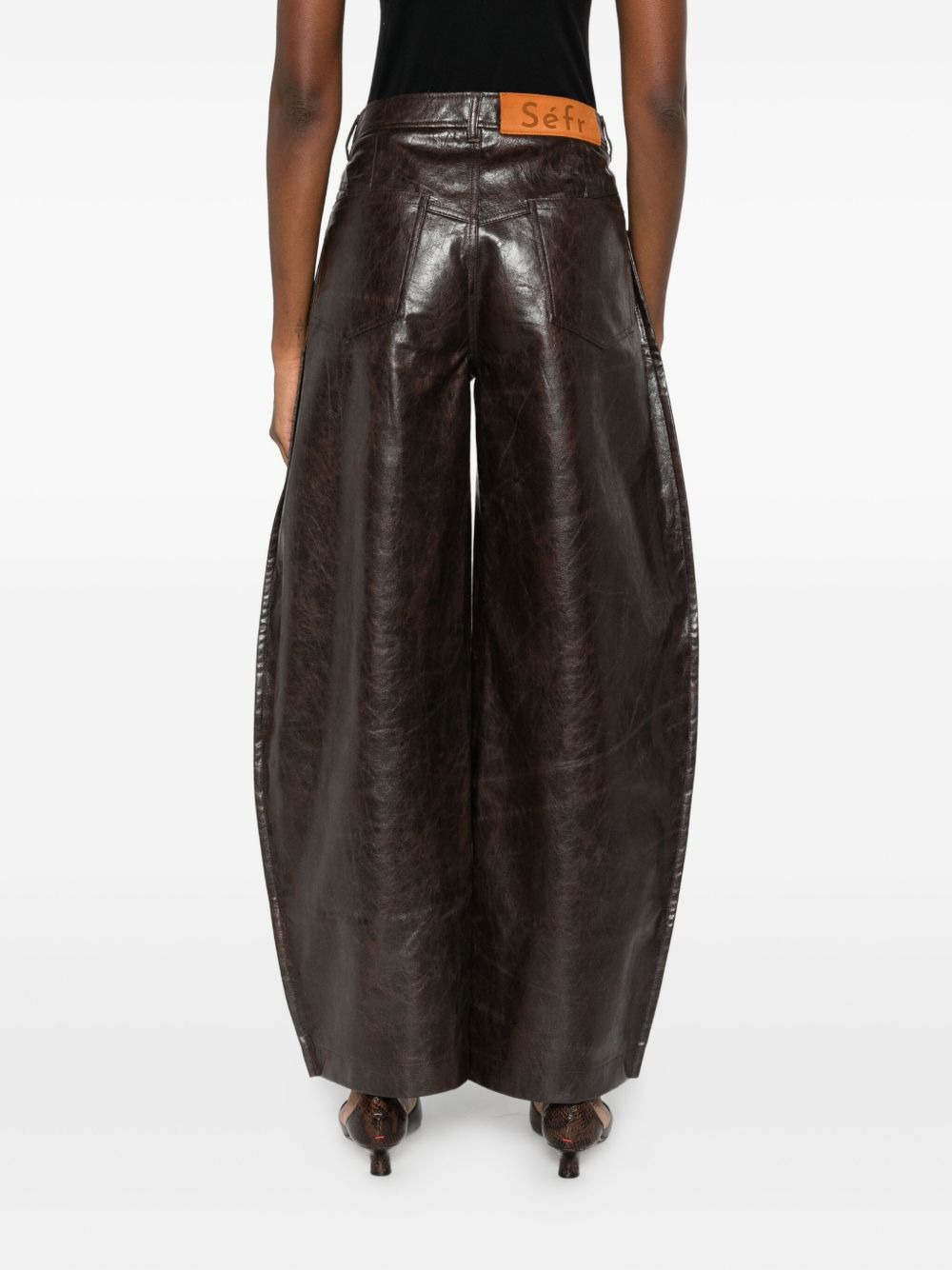 leather flared trousers - 4