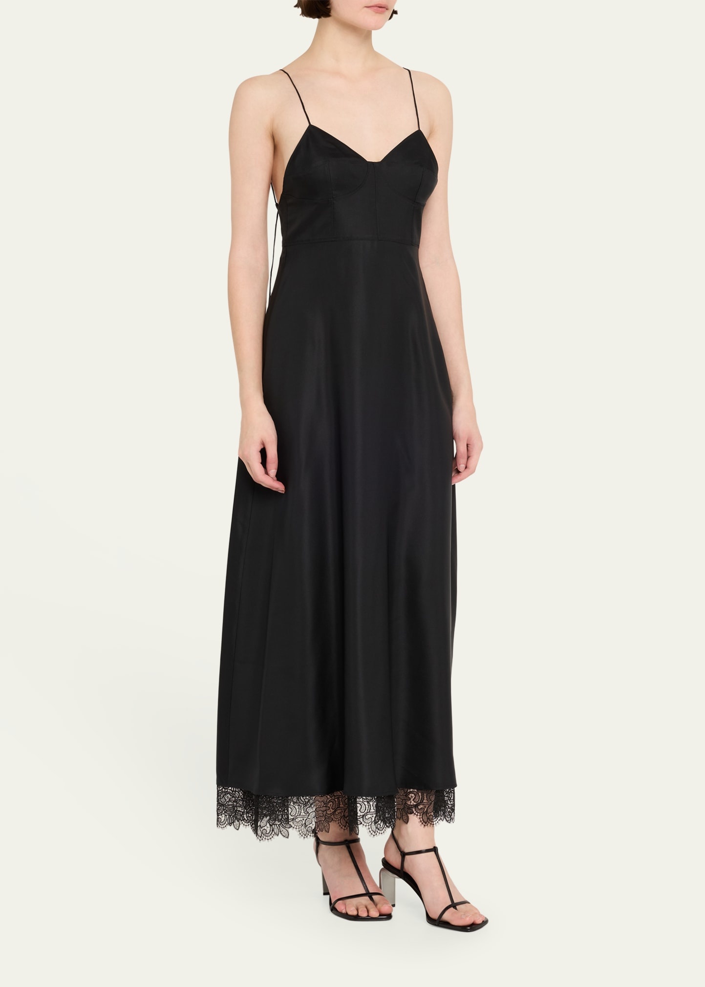 Sleeveless Silk Lace Dress - 4