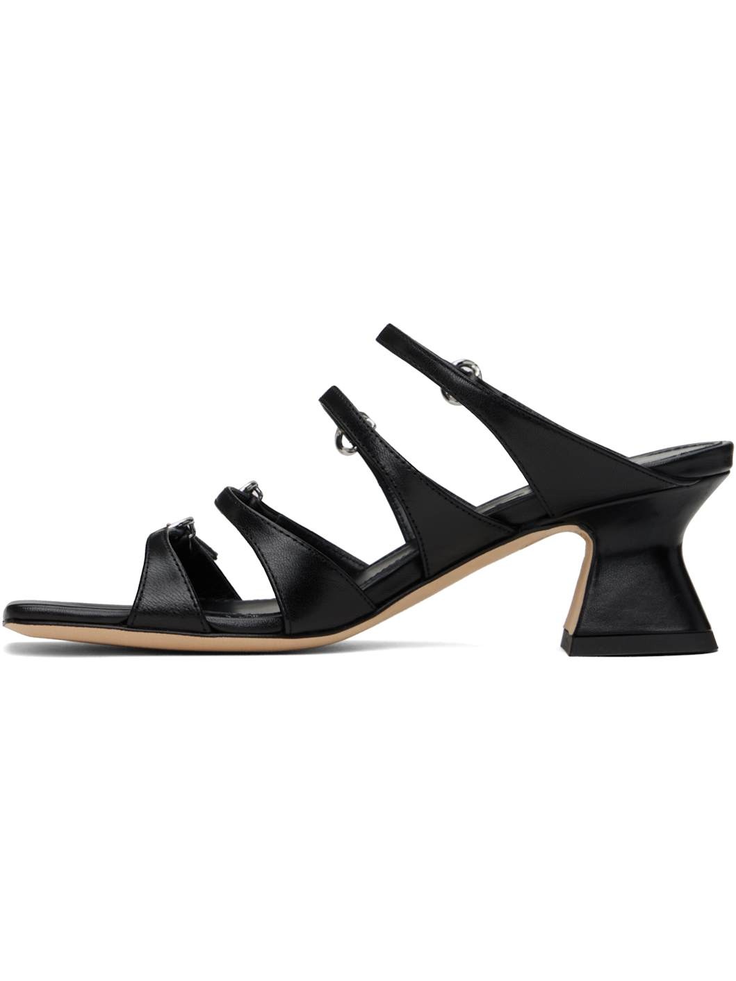 Black Eanna Nappa Leather Heeled Sandals - 3