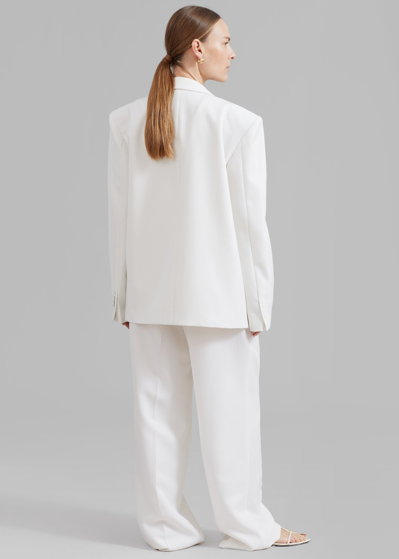 Zia Covered Buttons Blazer - White 11
