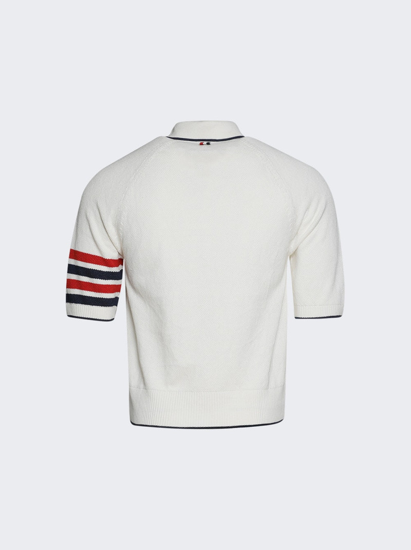 Thom Browne Linen Cotton 4-bar Relaxed Fit Polo White outlook