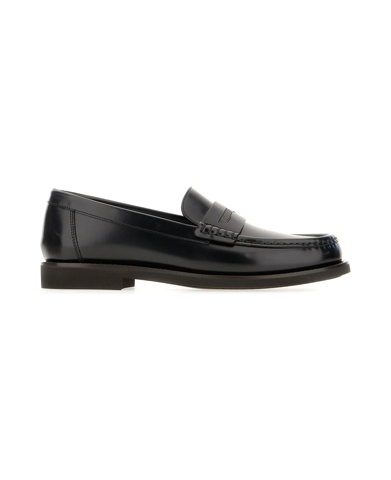 Black Leather Loafers - 1
