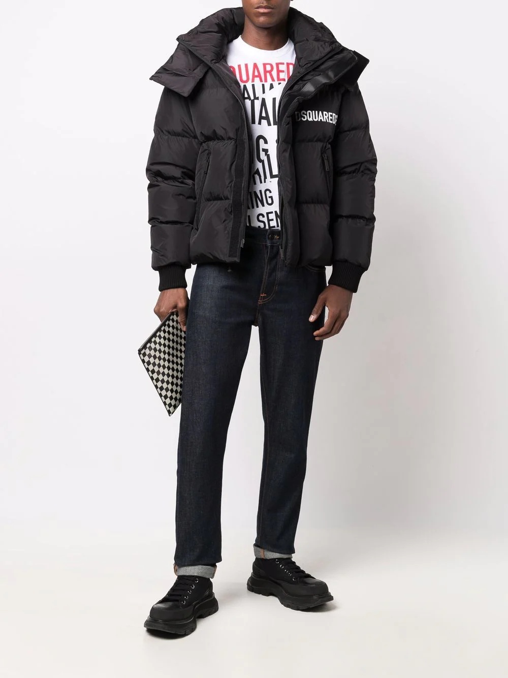 logo-print feather-down padded jacket - 2