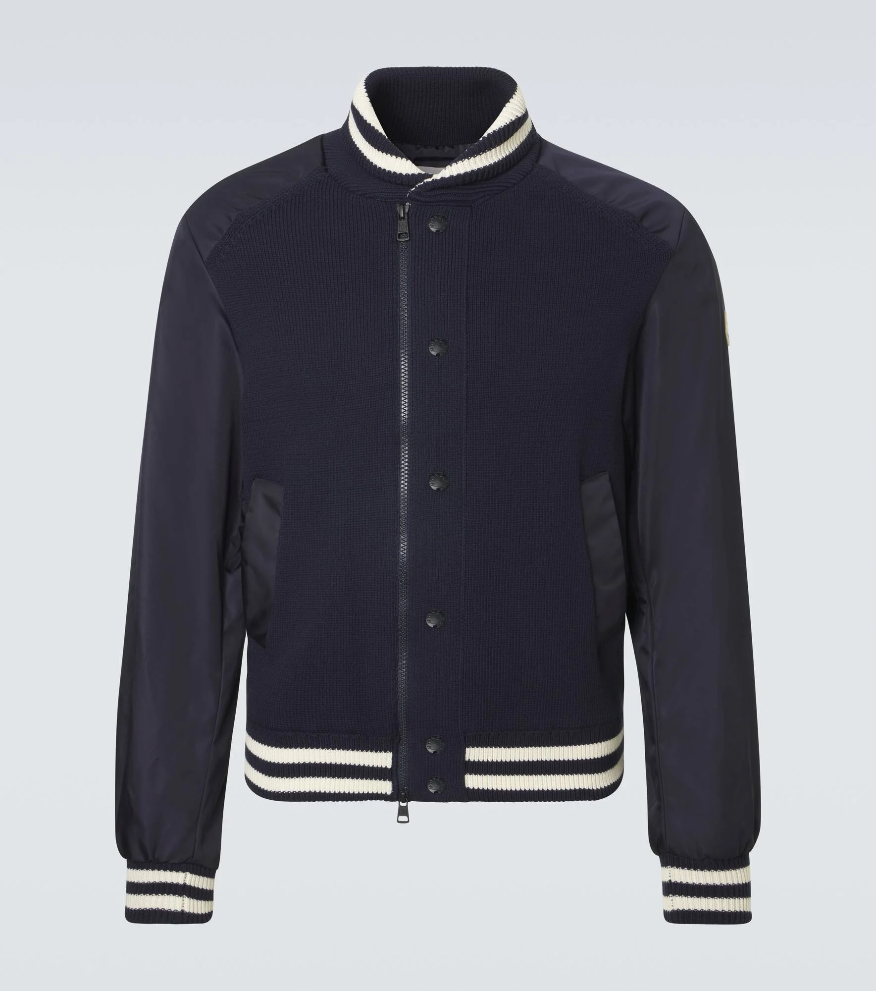Ribbed-knit technical varsity jacket - 1