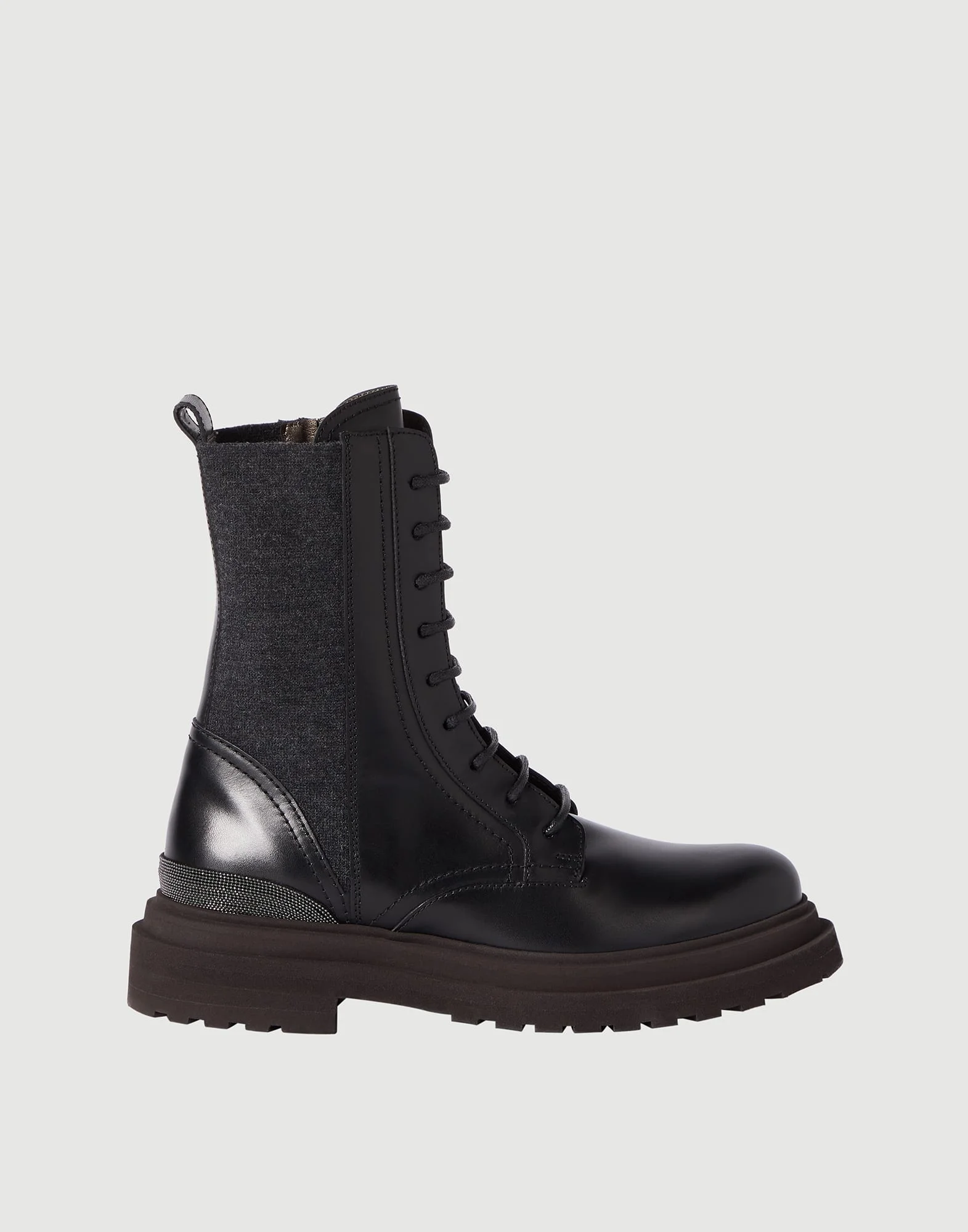 Matte calfskin and virgin wool flannel boots with precious detail - 1