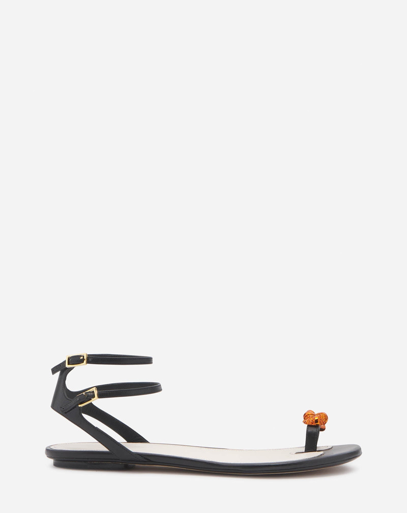 FLAT LEATHER SWING SANDALS WITH MELODIE JEWEL 1