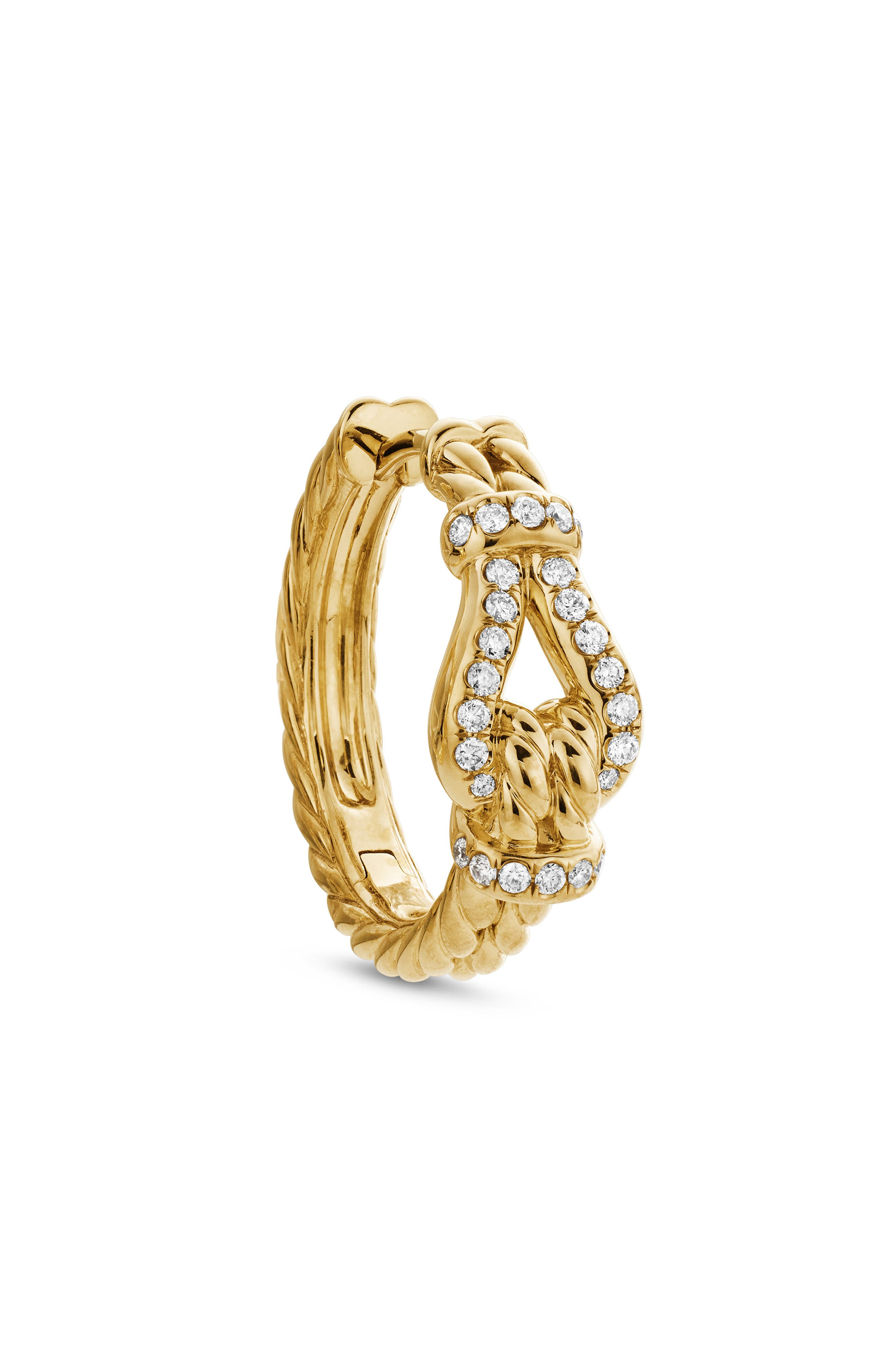 David Yurman Thoroughbred Loop Hoop Earrings with Pavé Diamonds in 18K Yellow Gold at Nordstrom - 3