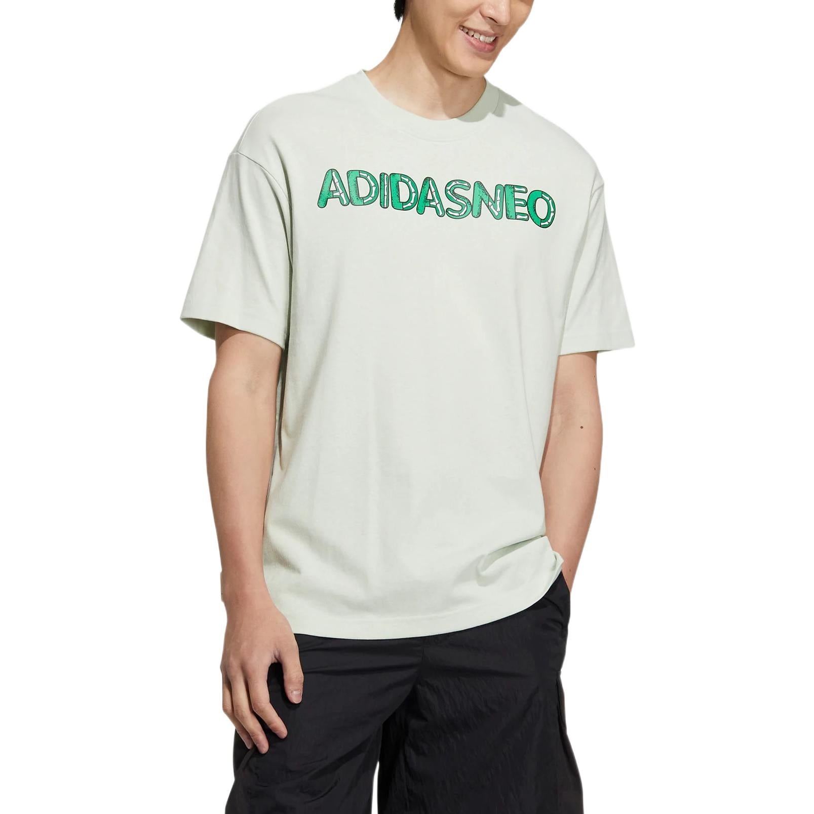 adidas neo x SESAME STREET x JF Crossover Back Printing Pattern Round Neck Short Sleeve Green T-Shir - 2