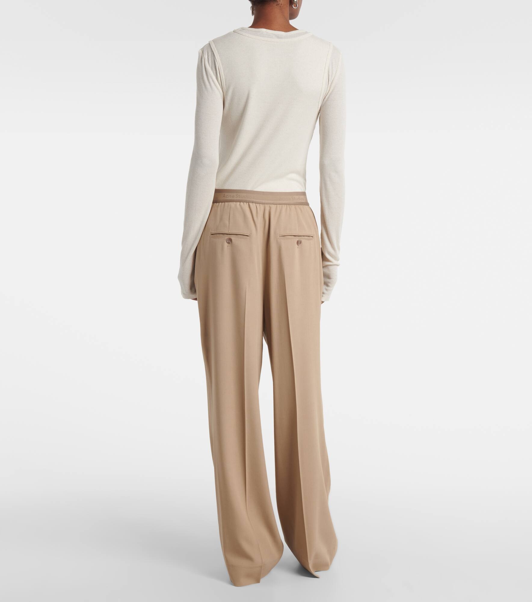 Logo twill wide-leg pants - 3