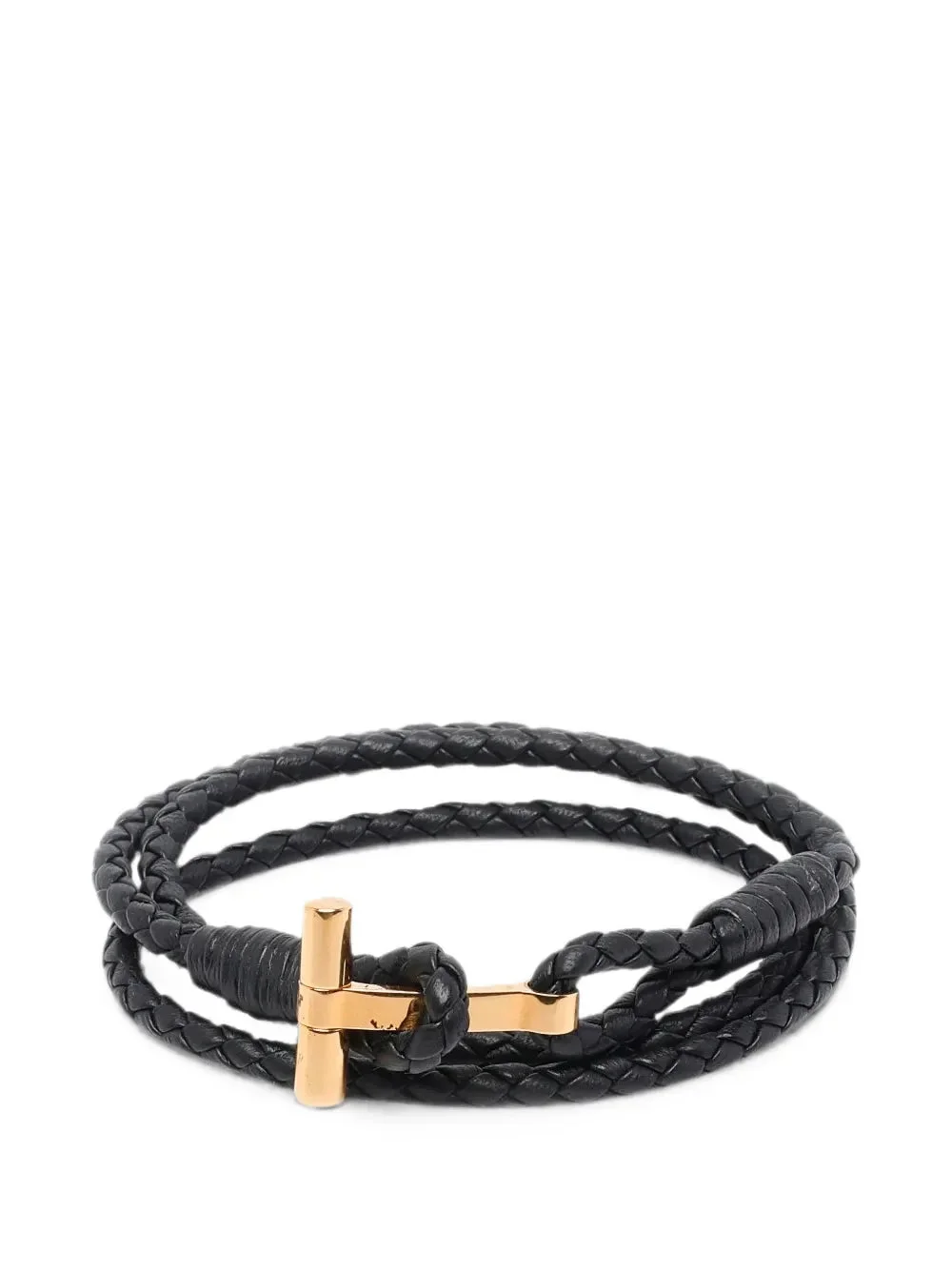 BRAIDED LEATHER T BRACELET - 1
