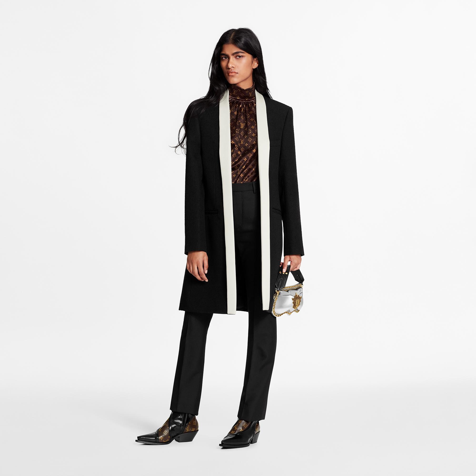 Contrast Collar Tailored Coat  - 2