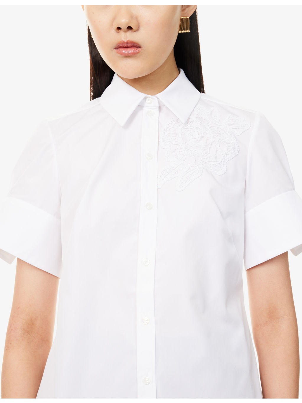 Embroidered Short-Sleeve Cotton Shirt - 5