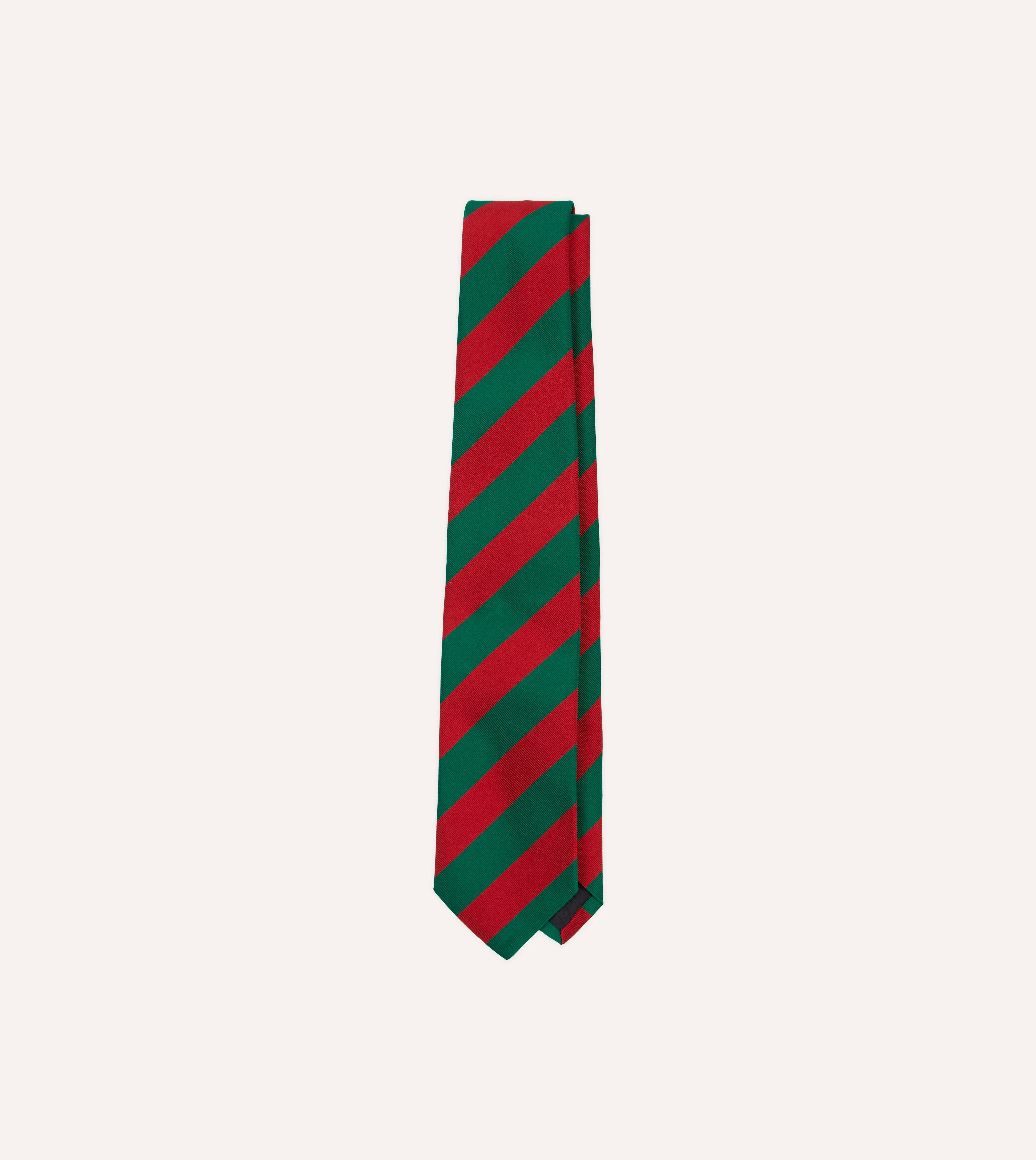 Green and Red Block Stripe Mogador Silk Tipped Tie - 1