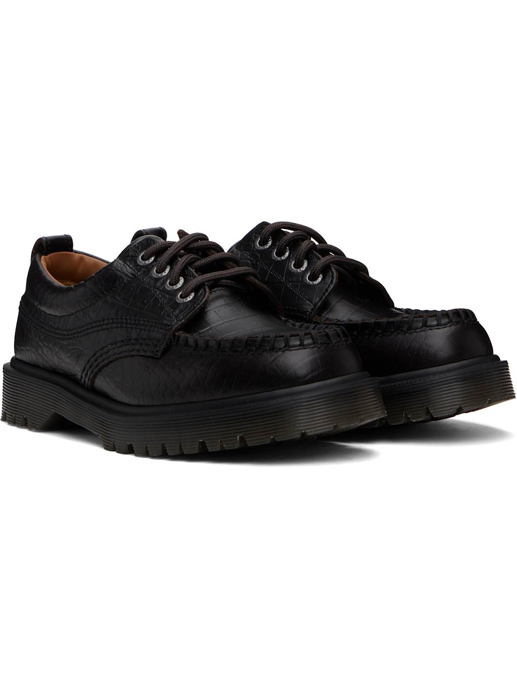 Brown Lowell Crocodile Analine Leather Derbys - 4