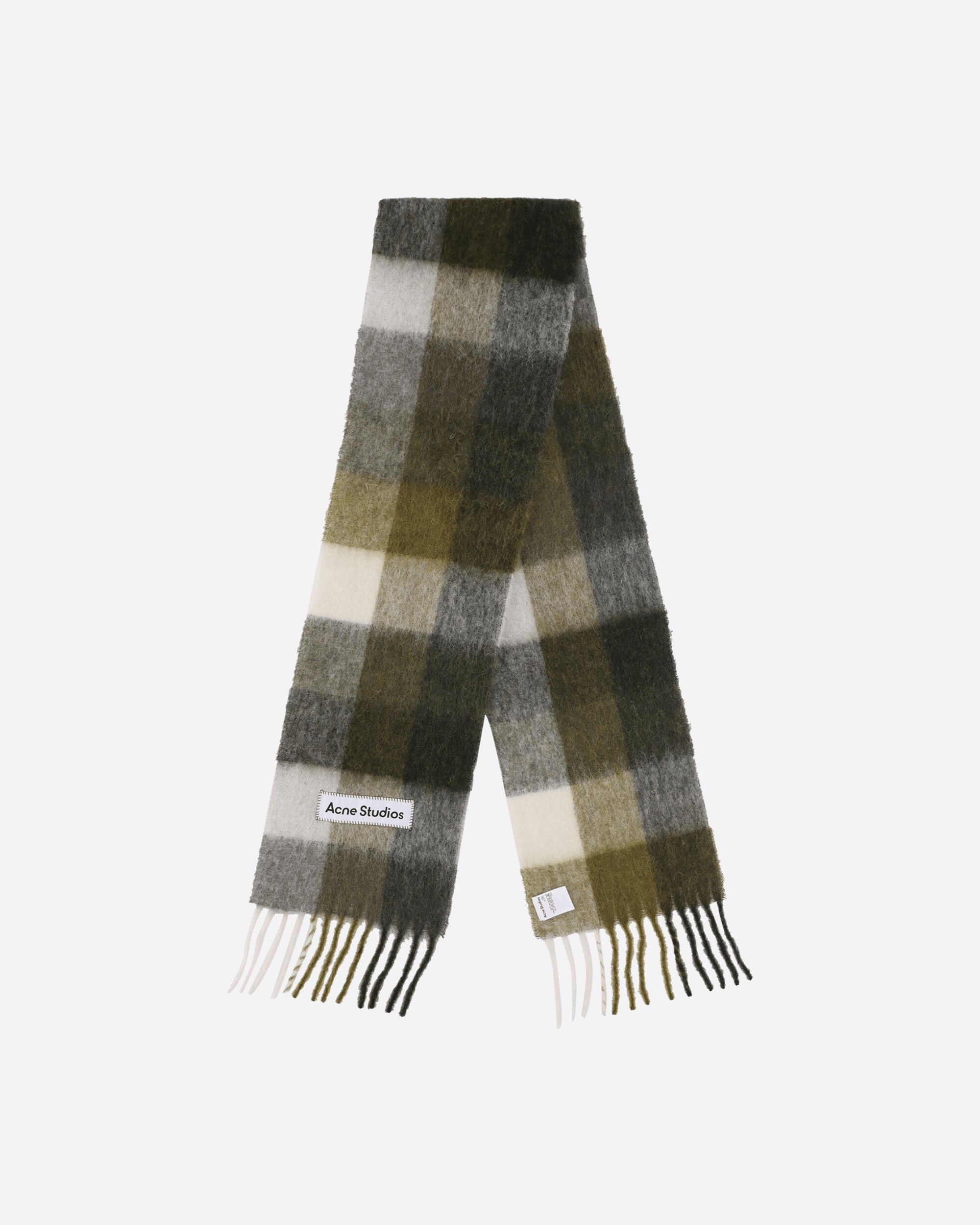 Mohair Checked Scarf Taupe / Green / Black - 2