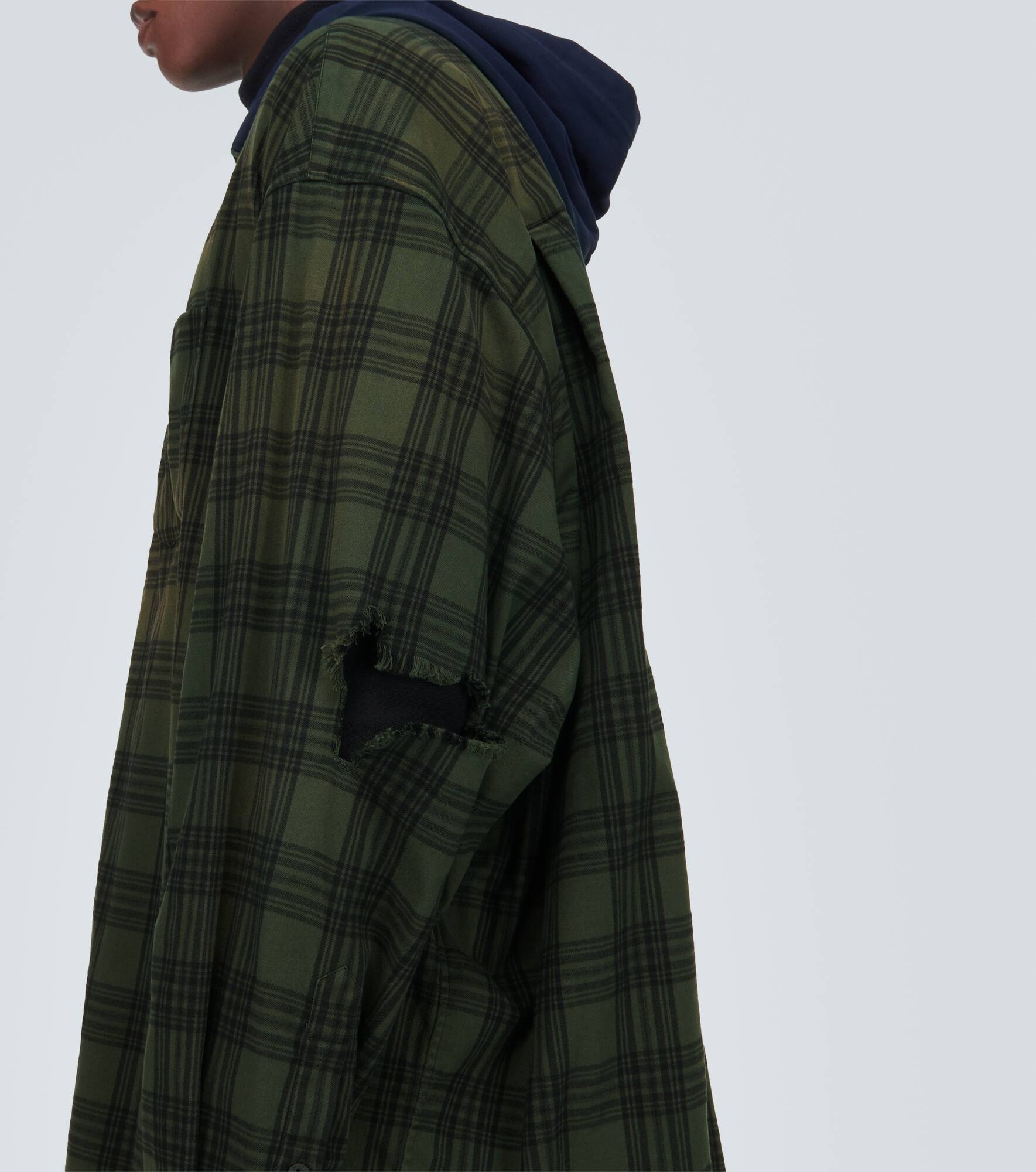 Oversized checked cotton-blend shirt - 5