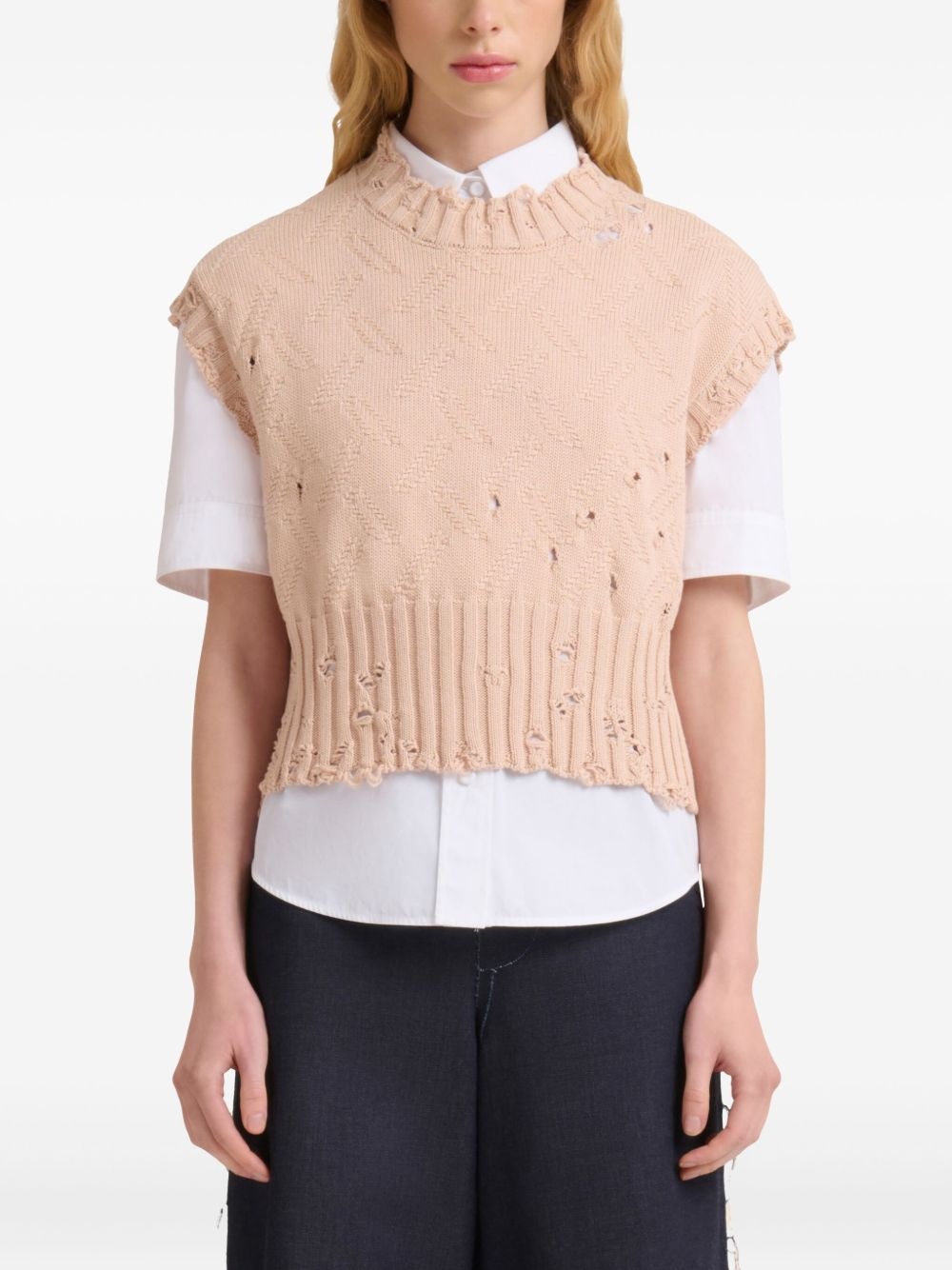 textured-knit cropped top - 3