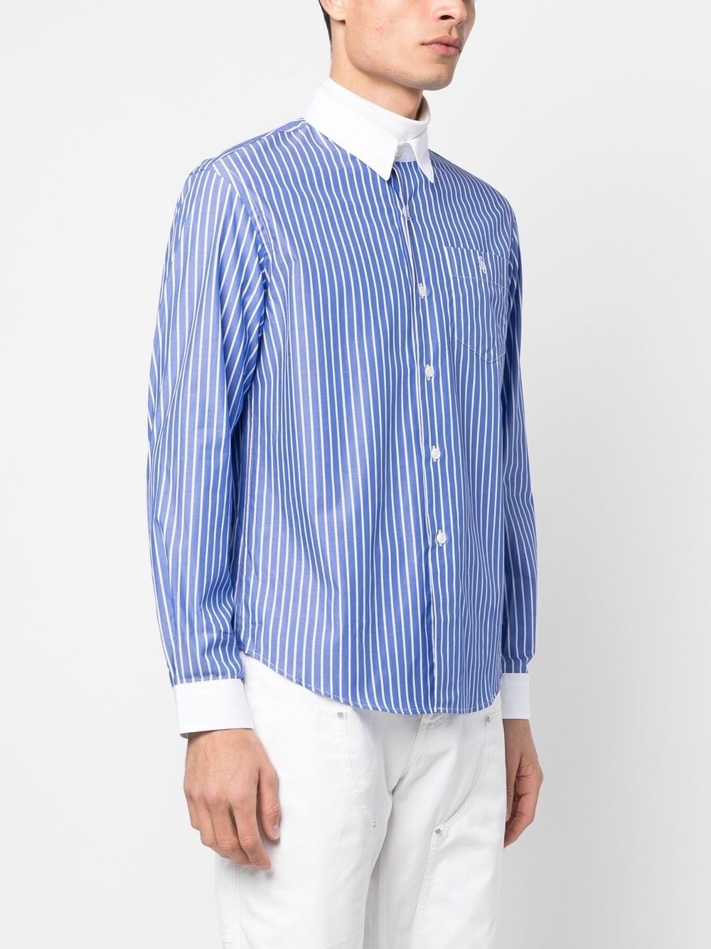 logo-embroidered stripe-print shirt - 3